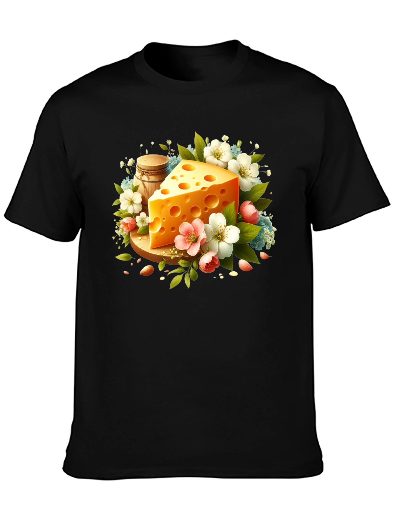 Whimsical Cheese & Floral Graphic Tee