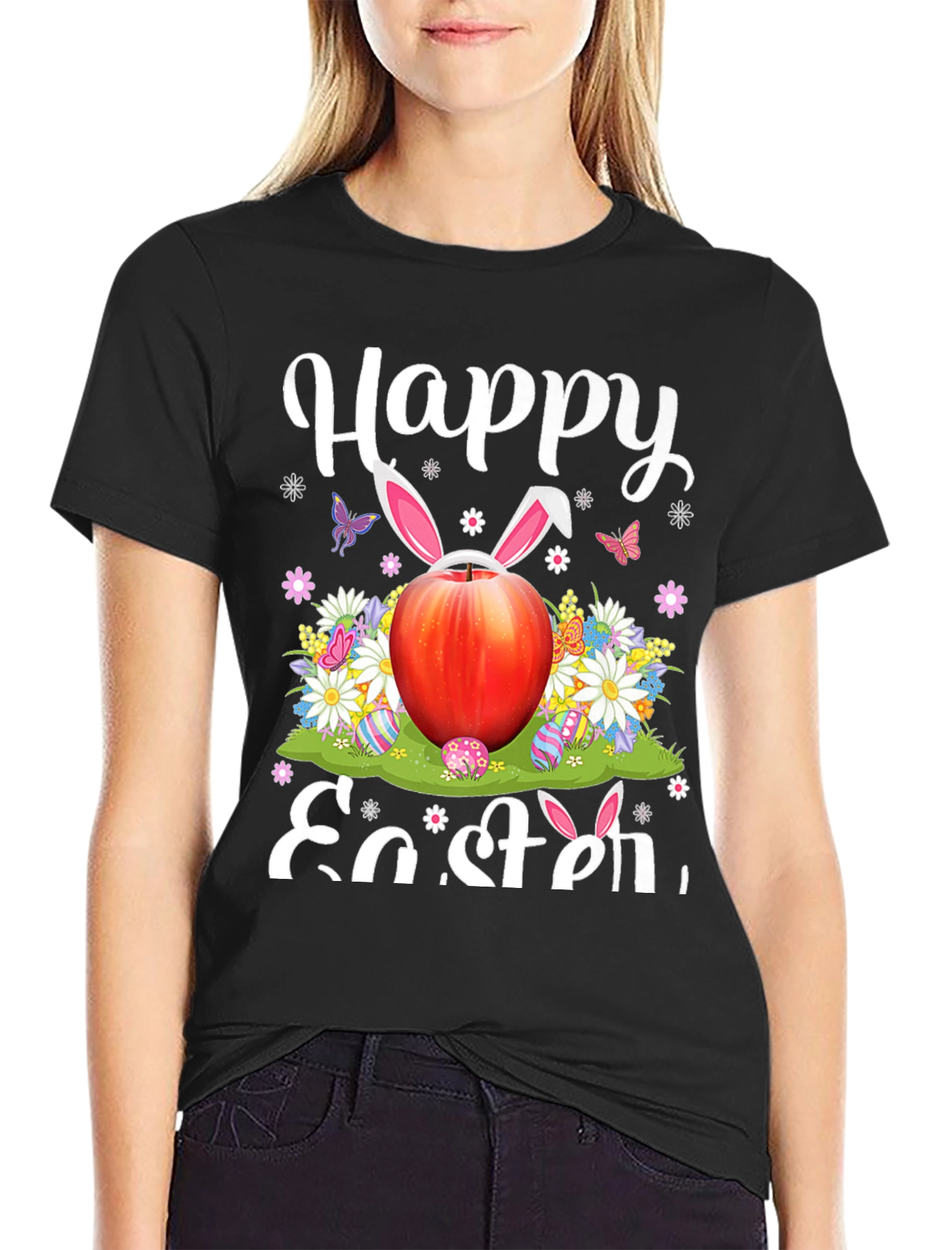 Happy Easter T-Shirt with Apple Bunny