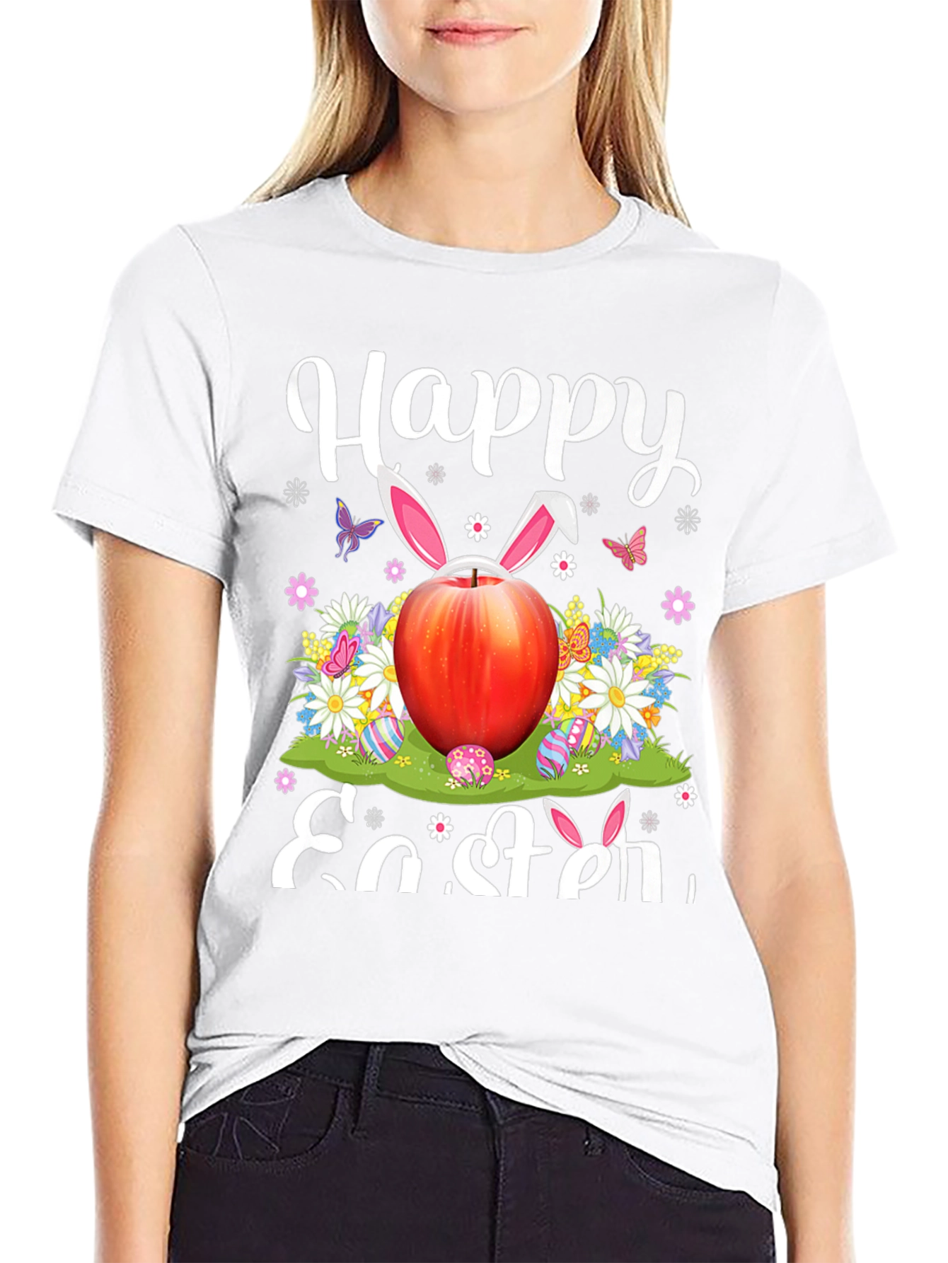Happy Easter T-Shirt with Apple Bunny