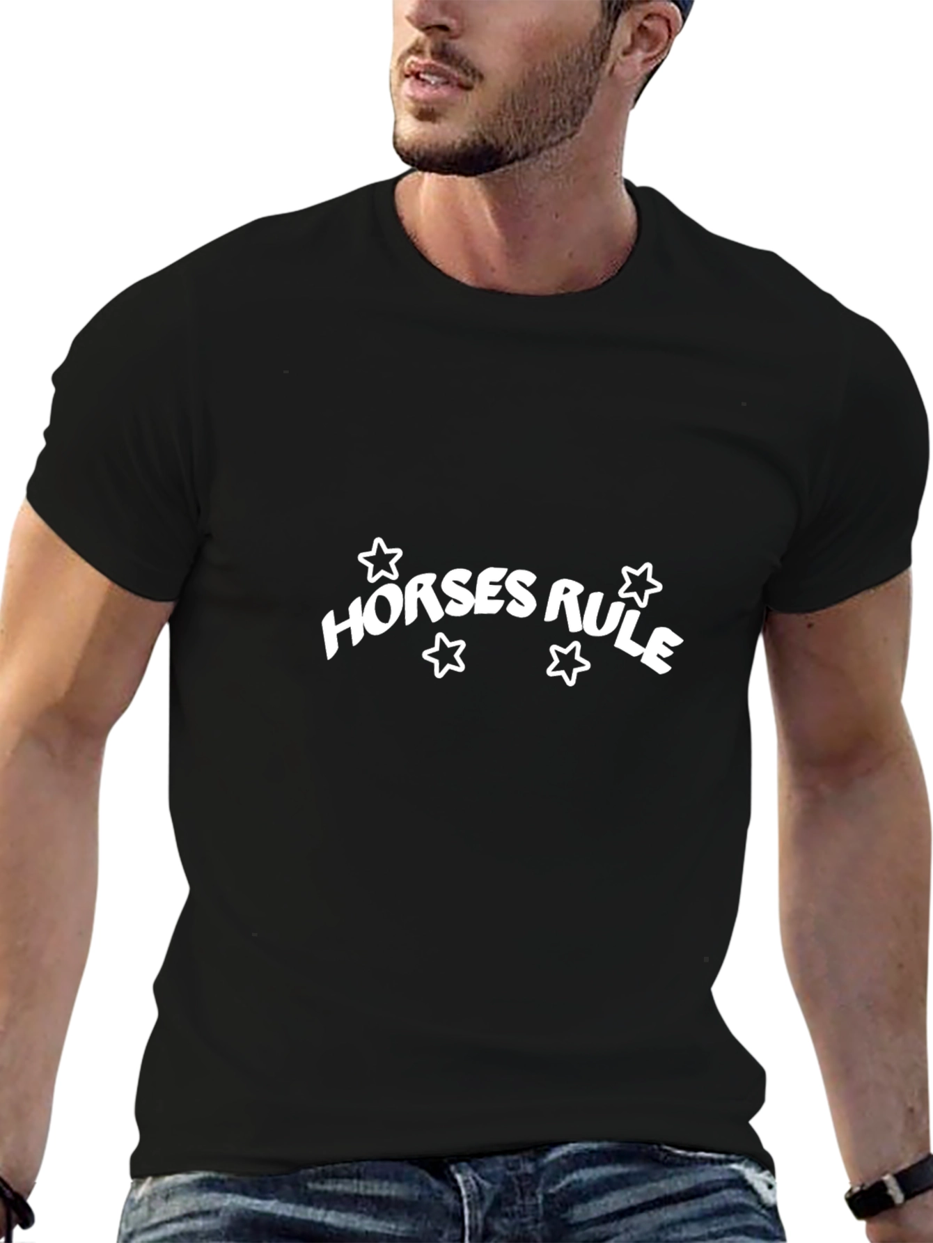 Horses Rule Graphic T-Shirt - Black
