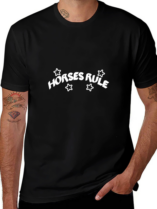 Horses Rule Graphic T-Shirt - Black