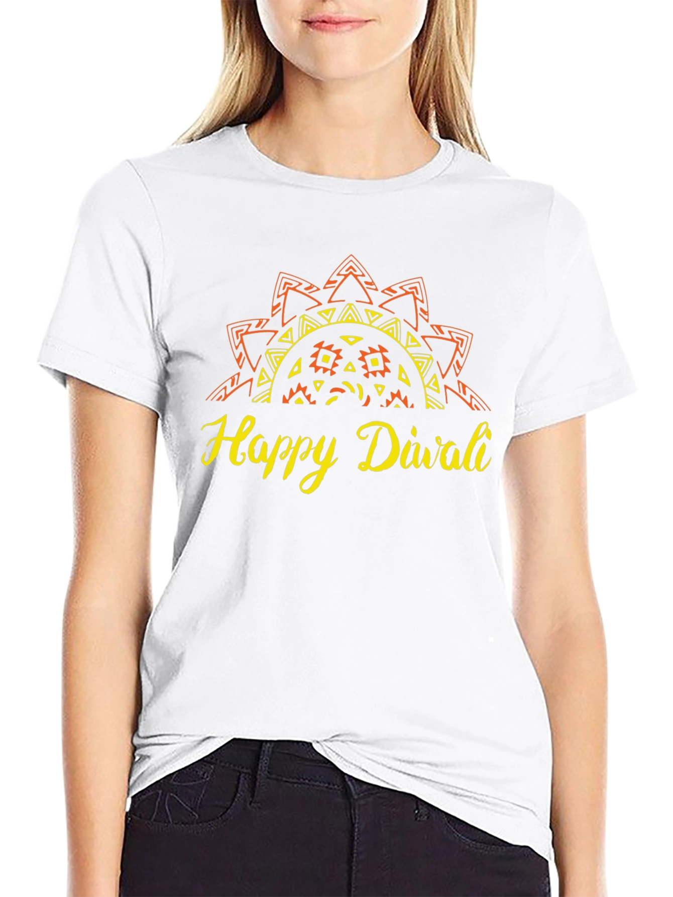 Happy Diwali Black T-Shirt with Graphic Design