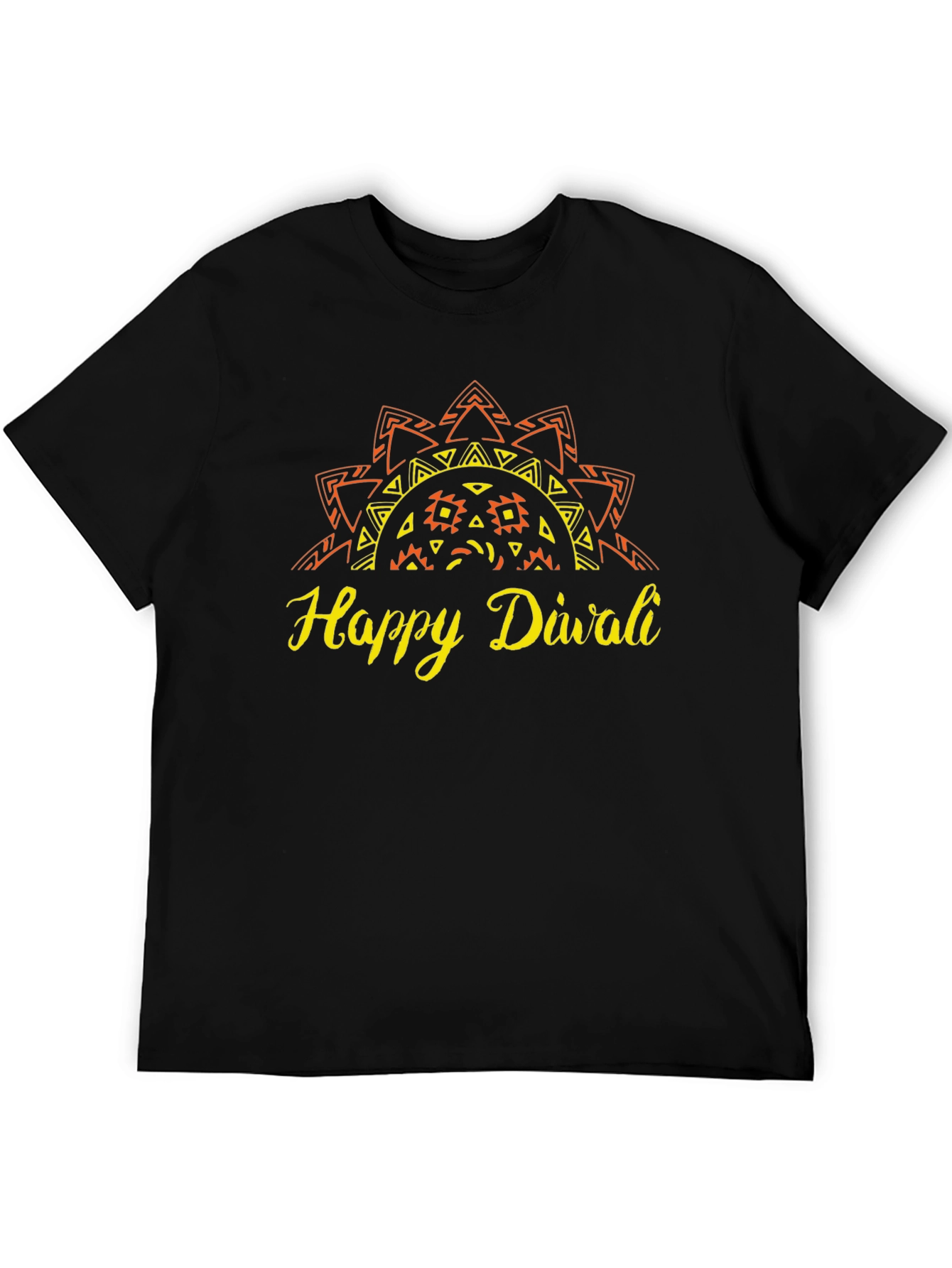 Happy Diwali Black T-Shirt with Graphic Design