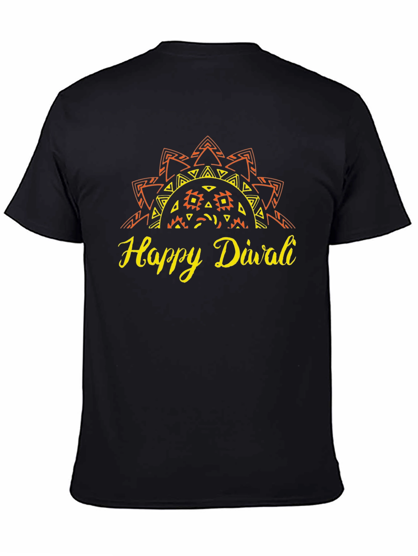 Happy Diwali Black T-Shirt with Graphic Design