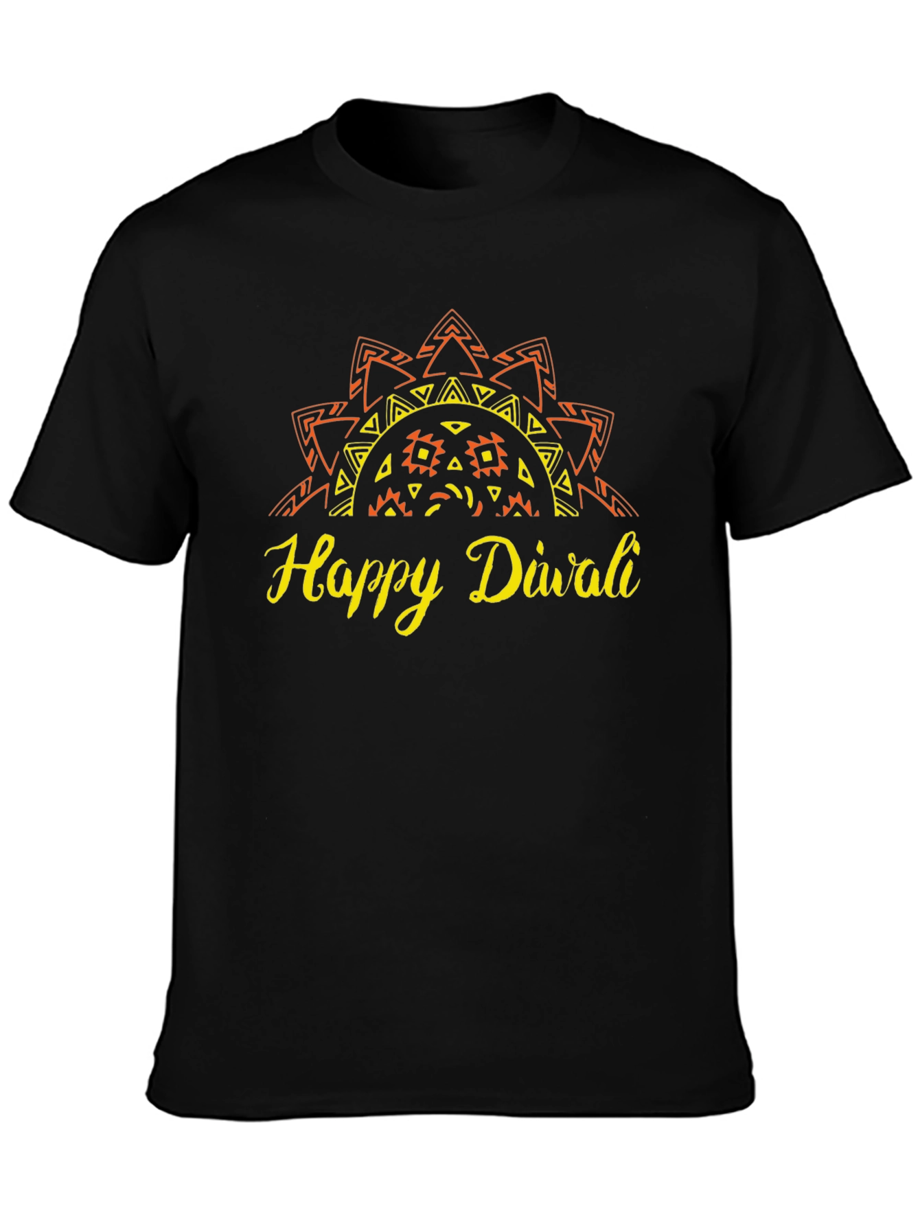 Happy Diwali Black T-Shirt with Graphic Design