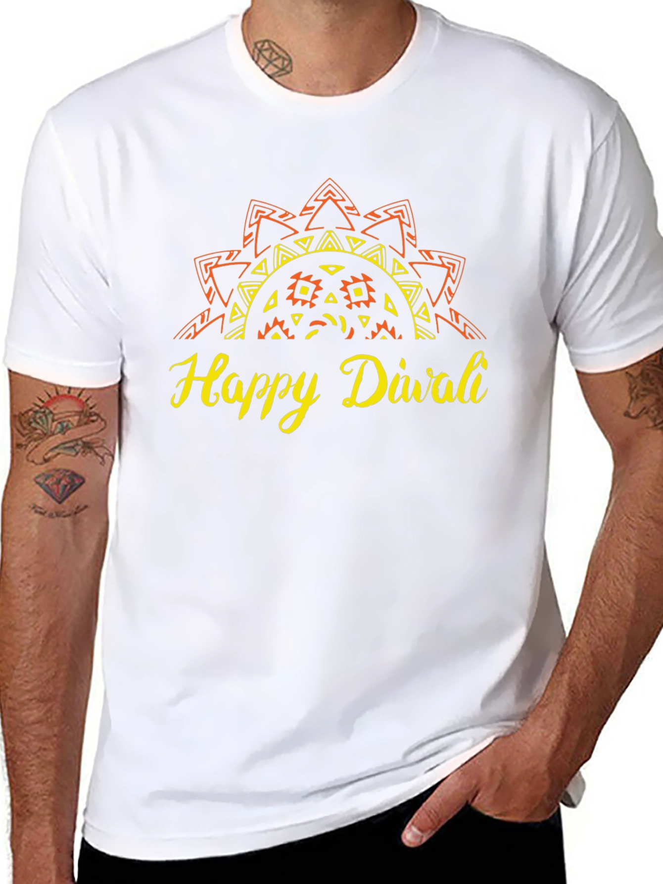 Happy Diwali Black T-Shirt with Graphic Design