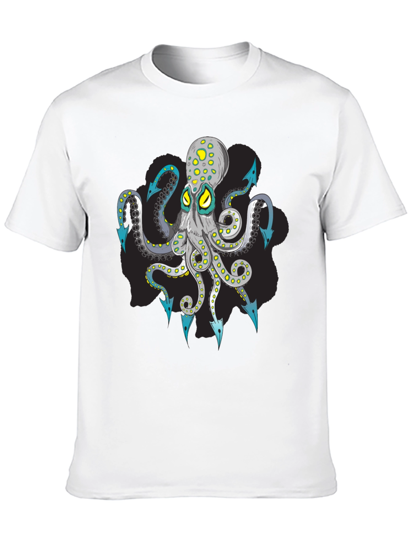 Octopus Arrow Graphic Tee - Black Cotton T-Shirt