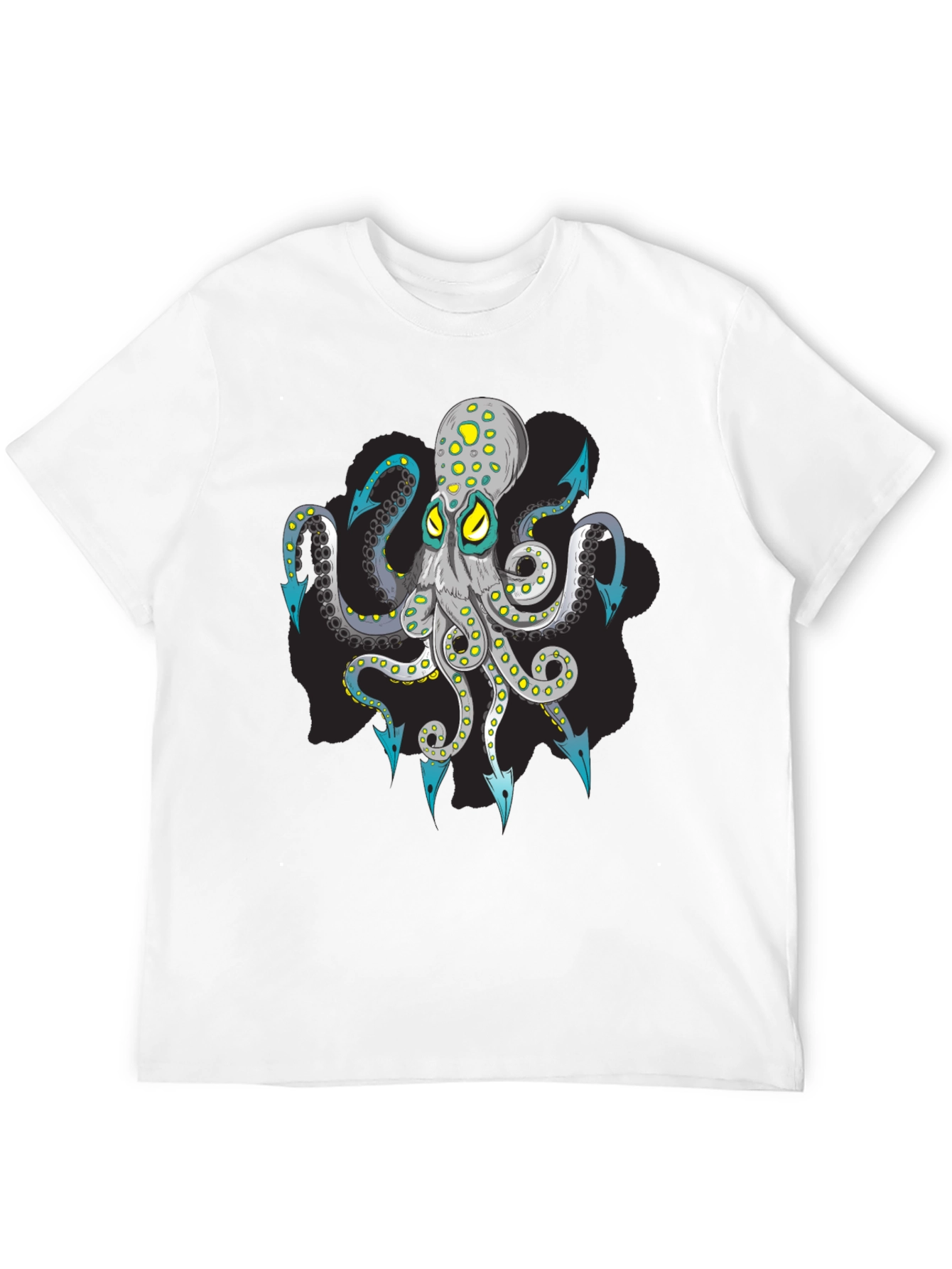 Octopus Arrow Graphic Tee - Black Cotton T-Shirt