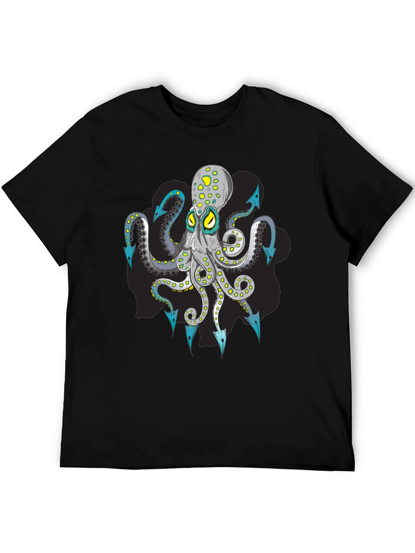 Octopus Arrow Graphic Tee - Black Cotton T-Shirt