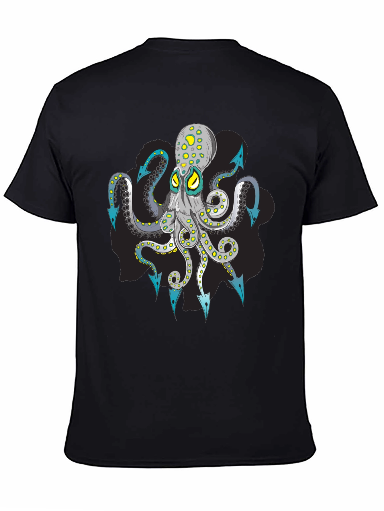 Octopus Arrow Graphic Tee - Black Cotton T-Shirt