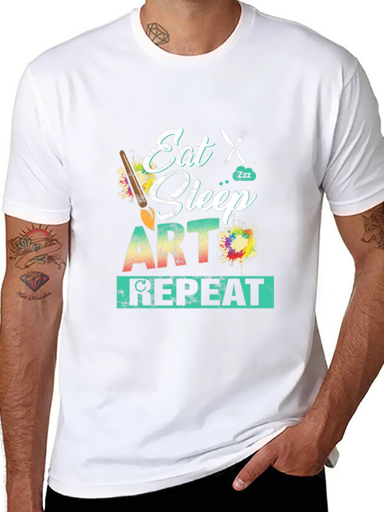 Eat Sleep Art Repeat Graphic Tee