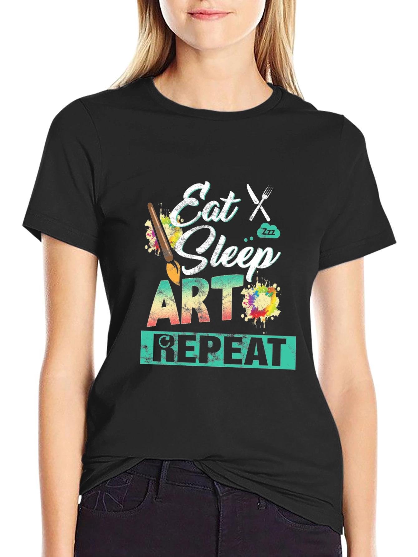 Eat Sleep Art Repeat Graphic Tee