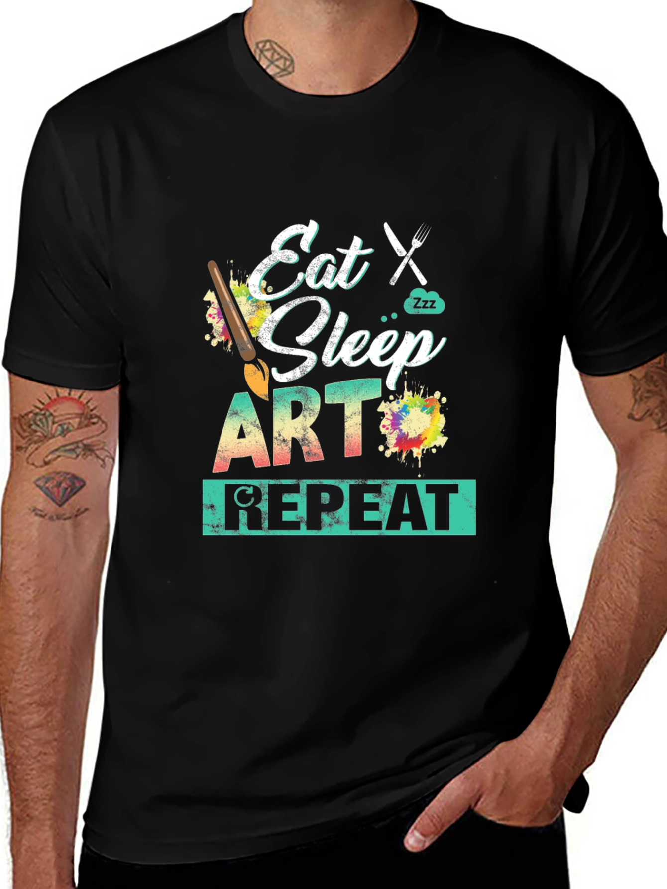 Eat Sleep Art Repeat Graphic Tee