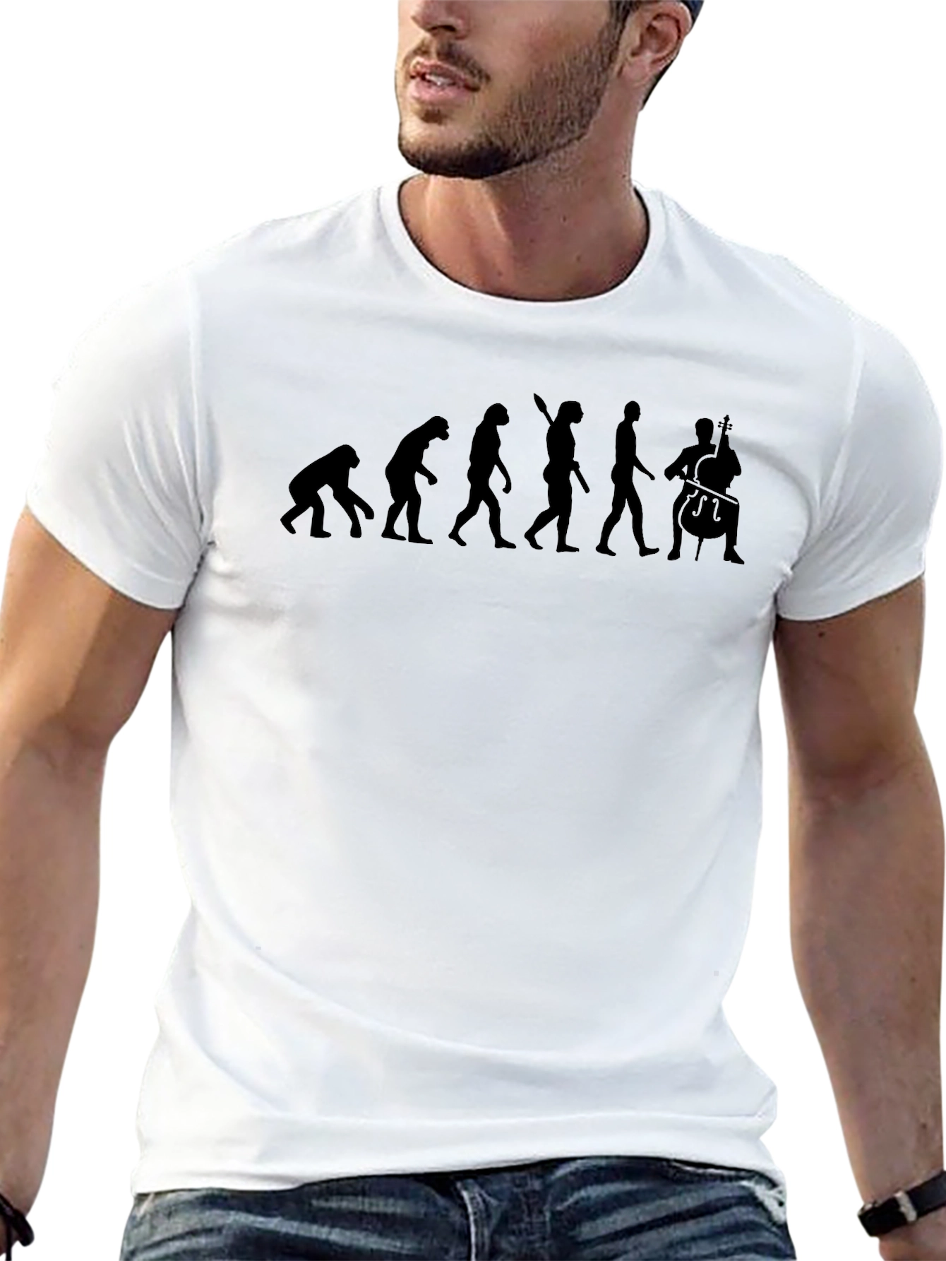 Evolution of Cello Player T-Shirt - Black