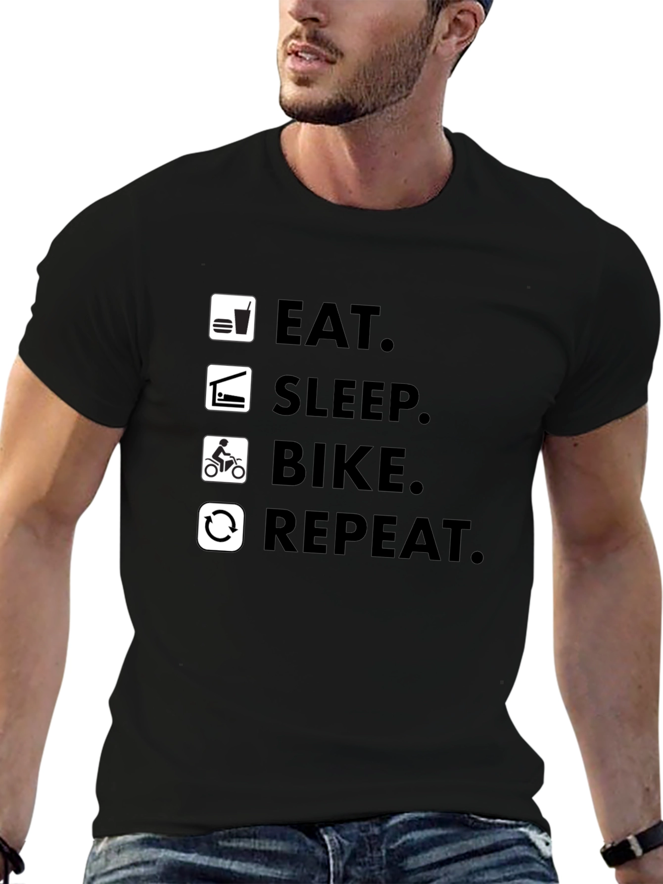Eat Sleep Bike Repeat Black T-Shirt