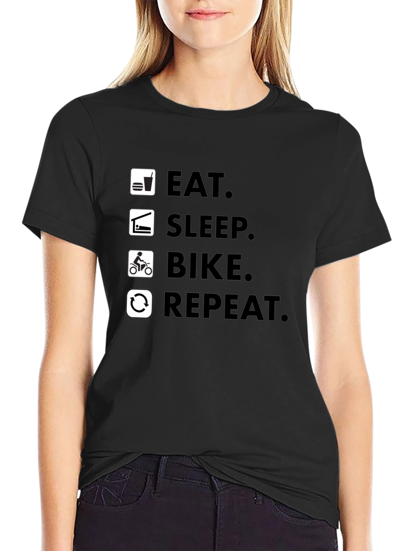 Eat Sleep Bike Repeat Black T-Shirt