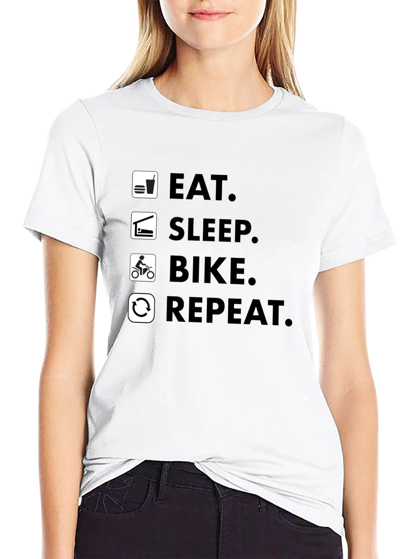Eat Sleep Bike Repeat Black T-Shirt