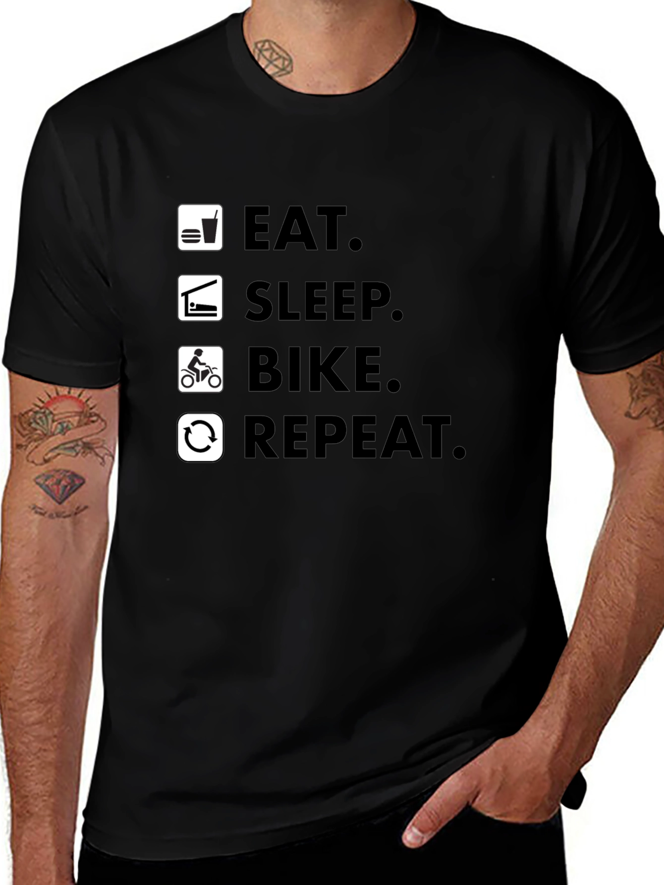 Eat Sleep Bike Repeat Black T-Shirt