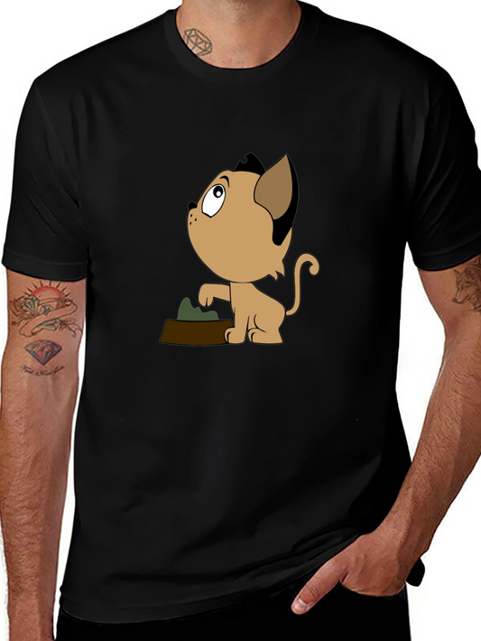 Cartoon Cat T-Shirt - Black Unique Design