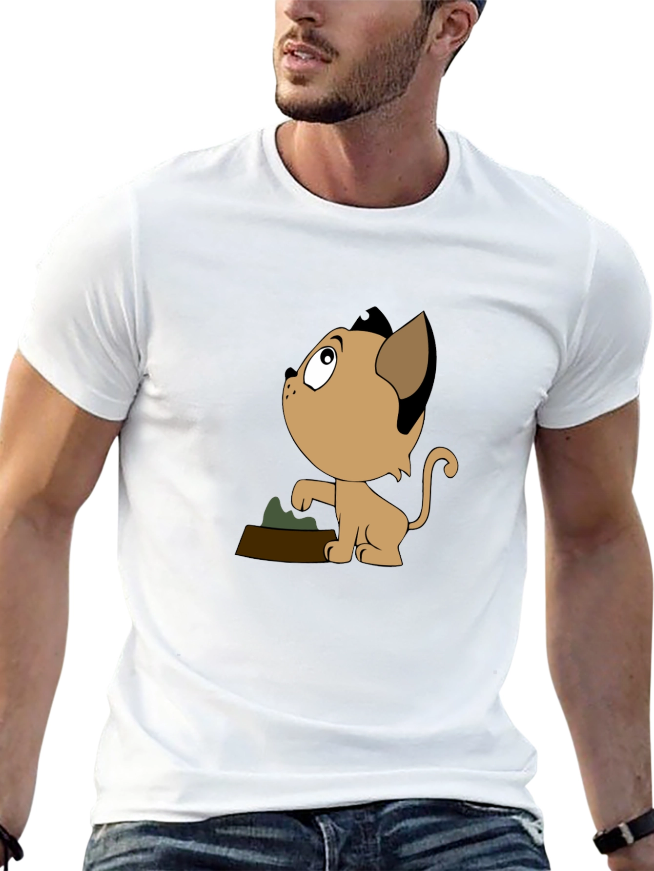Cartoon Cat T-Shirt - Black Unique Design