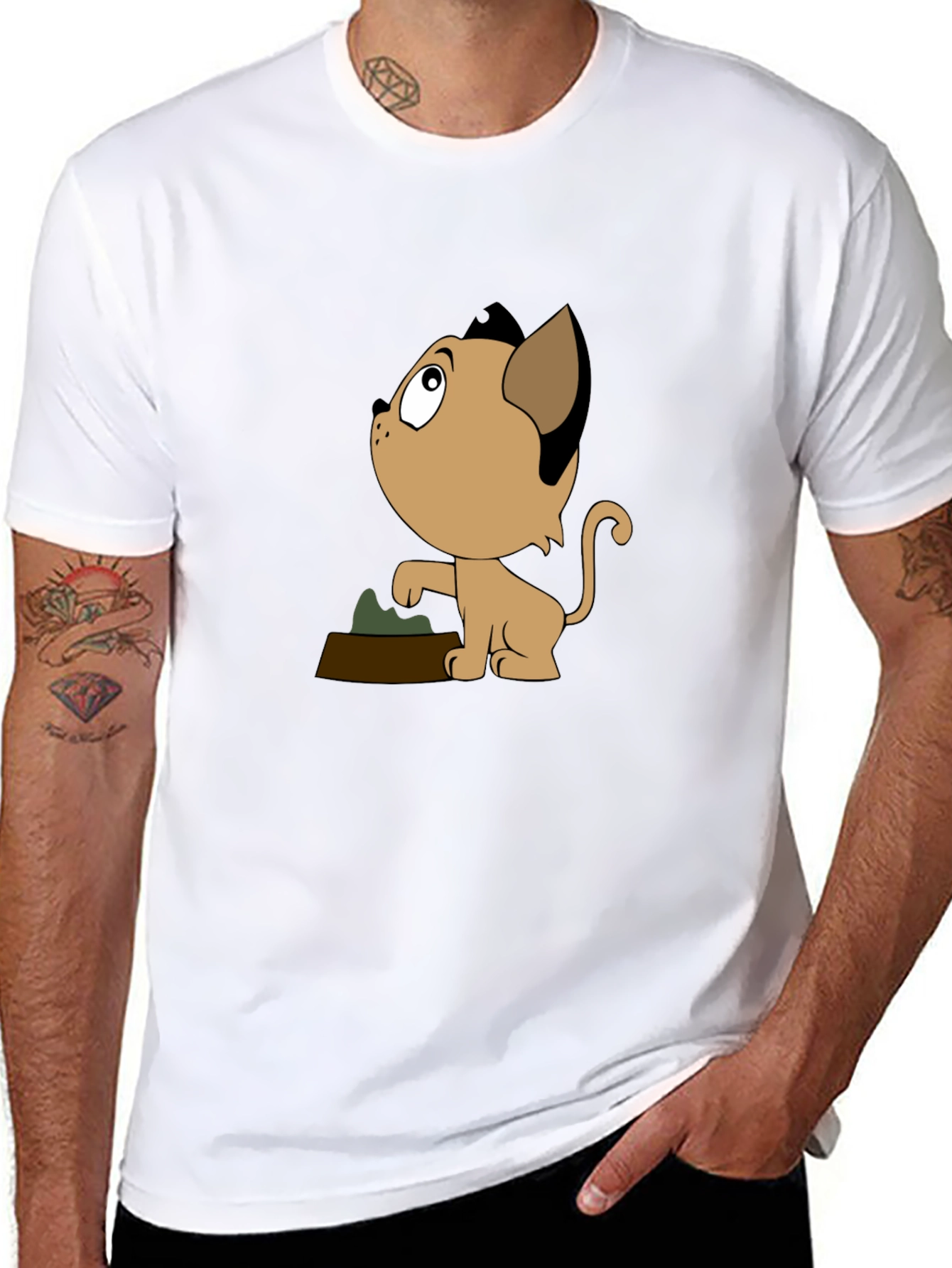 Cartoon Cat T-Shirt - Black Unique Design