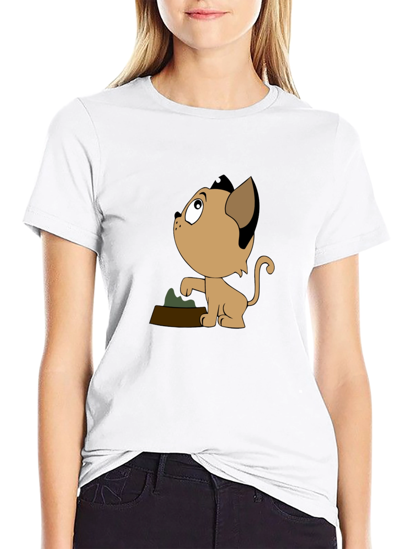 Cartoon Cat T-Shirt - Black Unique Design