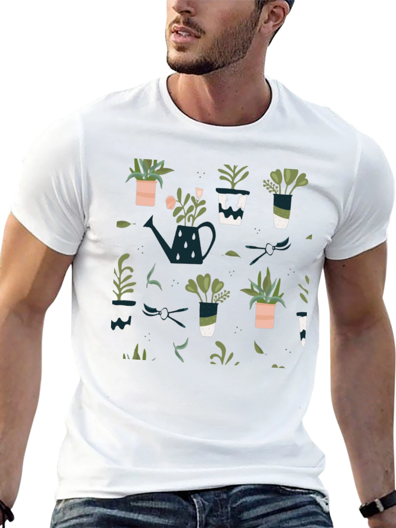 Plant Pattern Black T-Shirt
