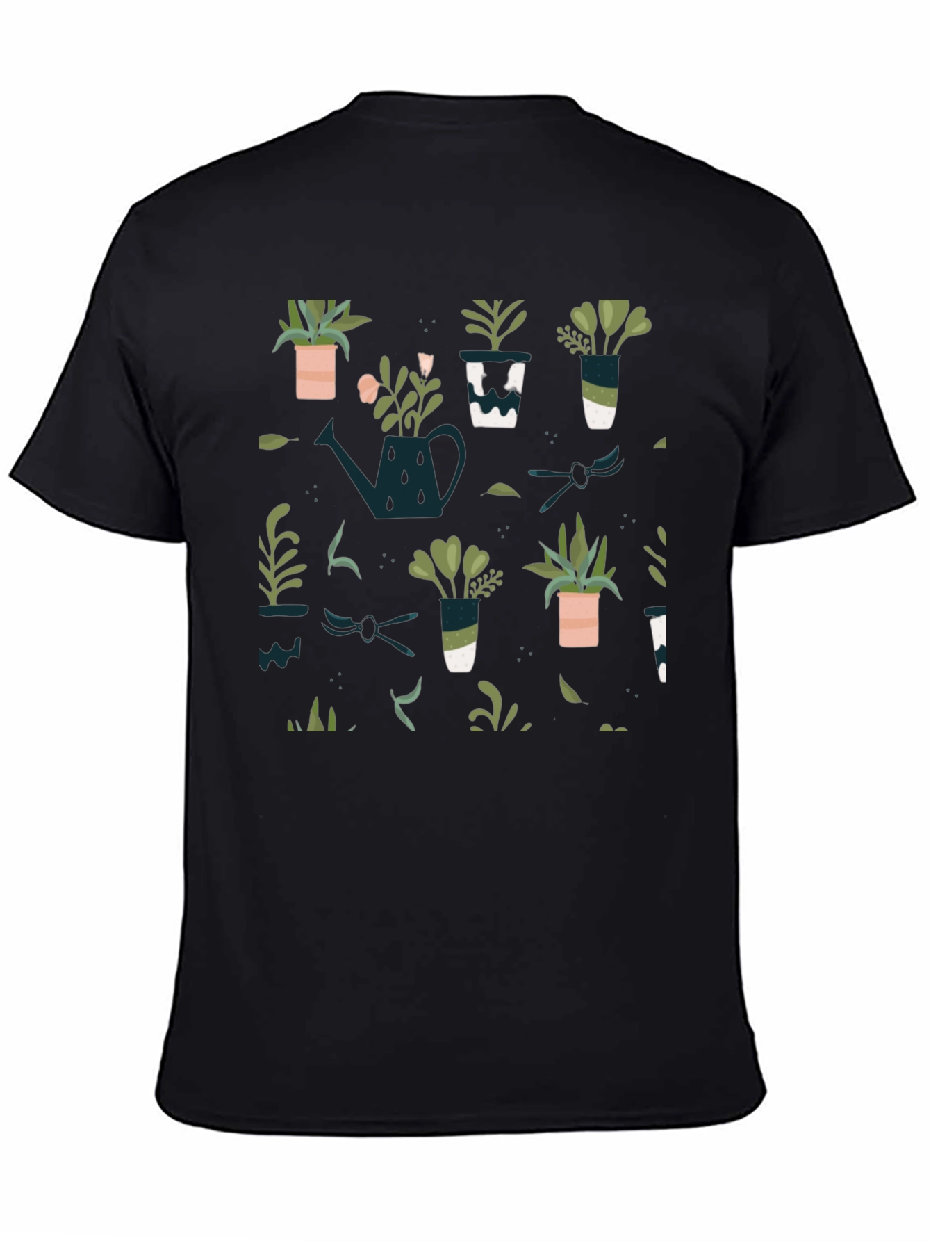 Plant Pattern Black T-Shirt