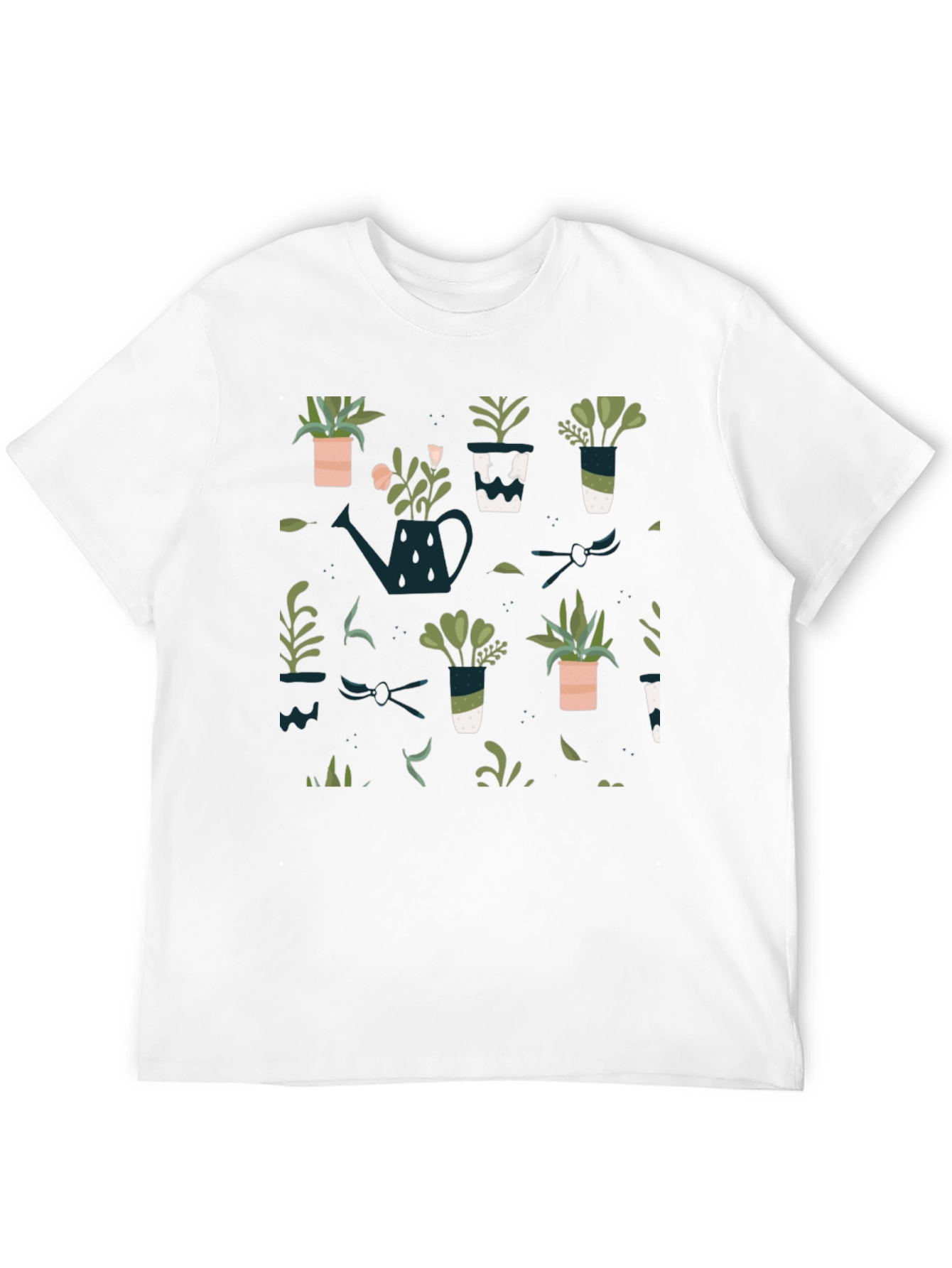 Plant Pattern Black T-Shirt