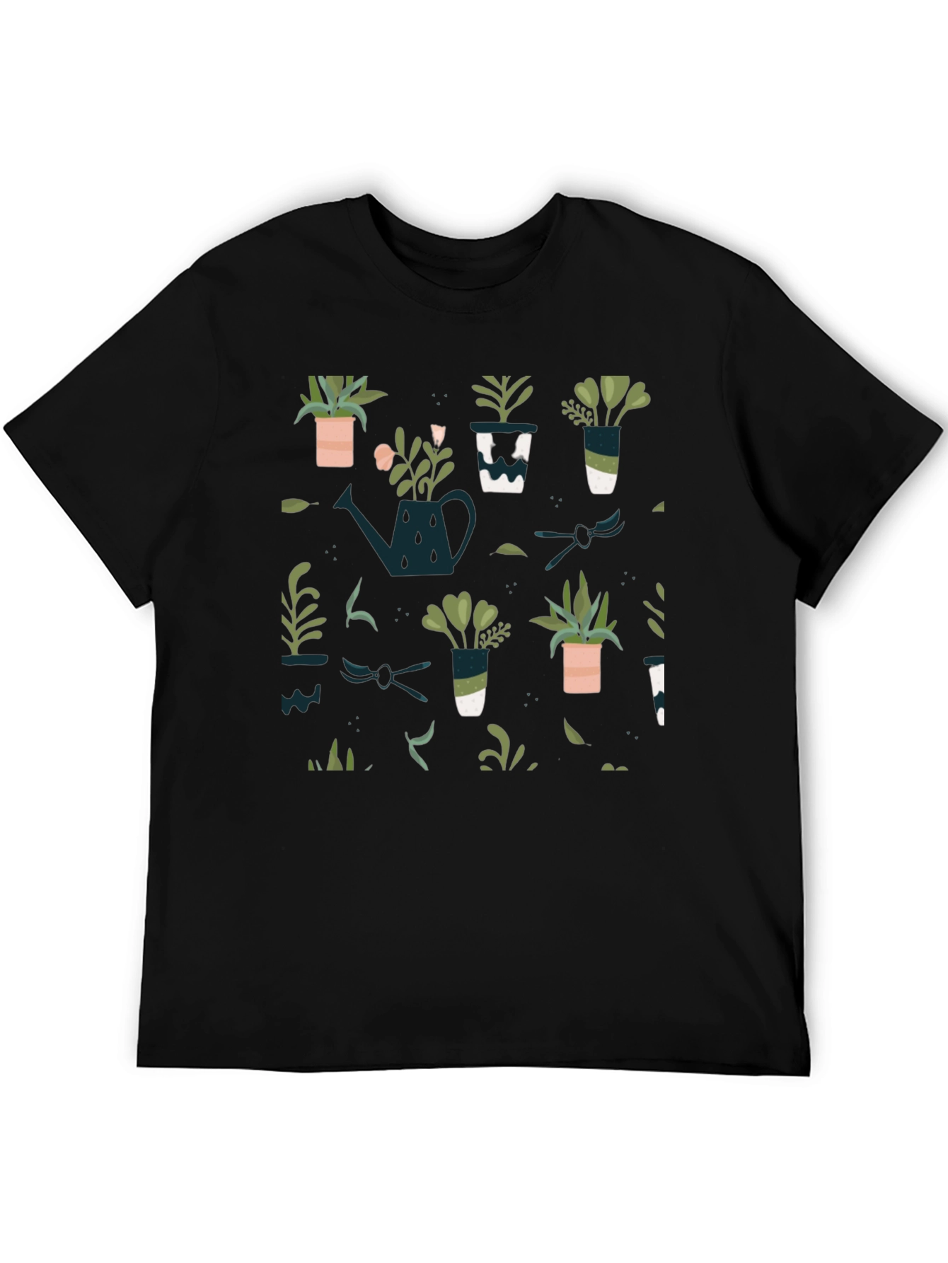 Plant Pattern Black T-Shirt