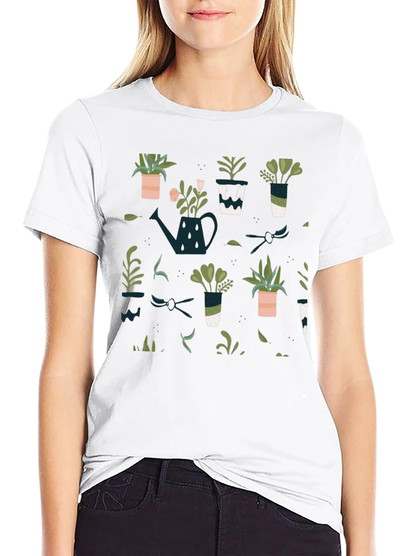 Plant Pattern Black T-Shirt