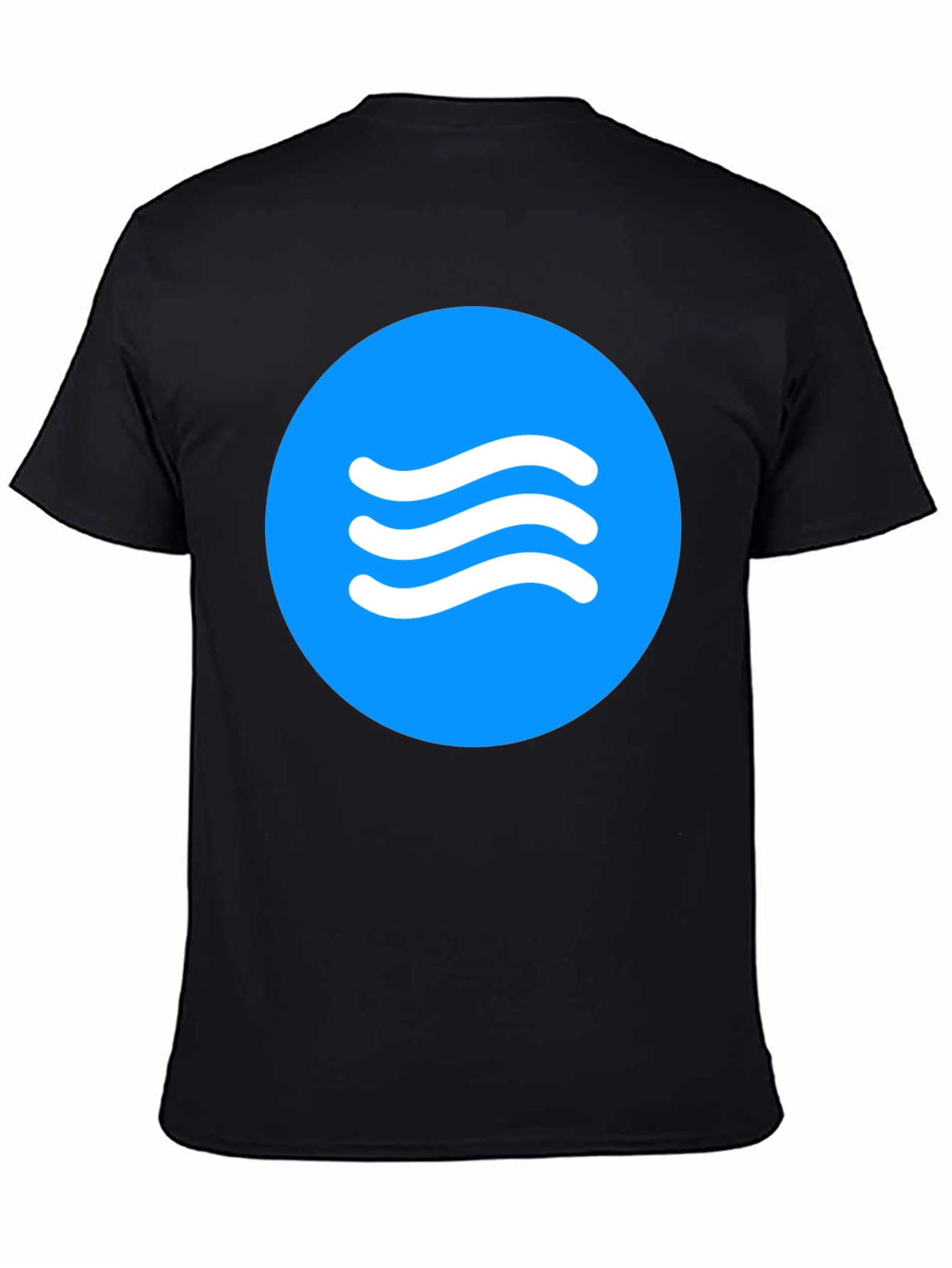 Blue Circle Waves Graphic Black T-Shirt