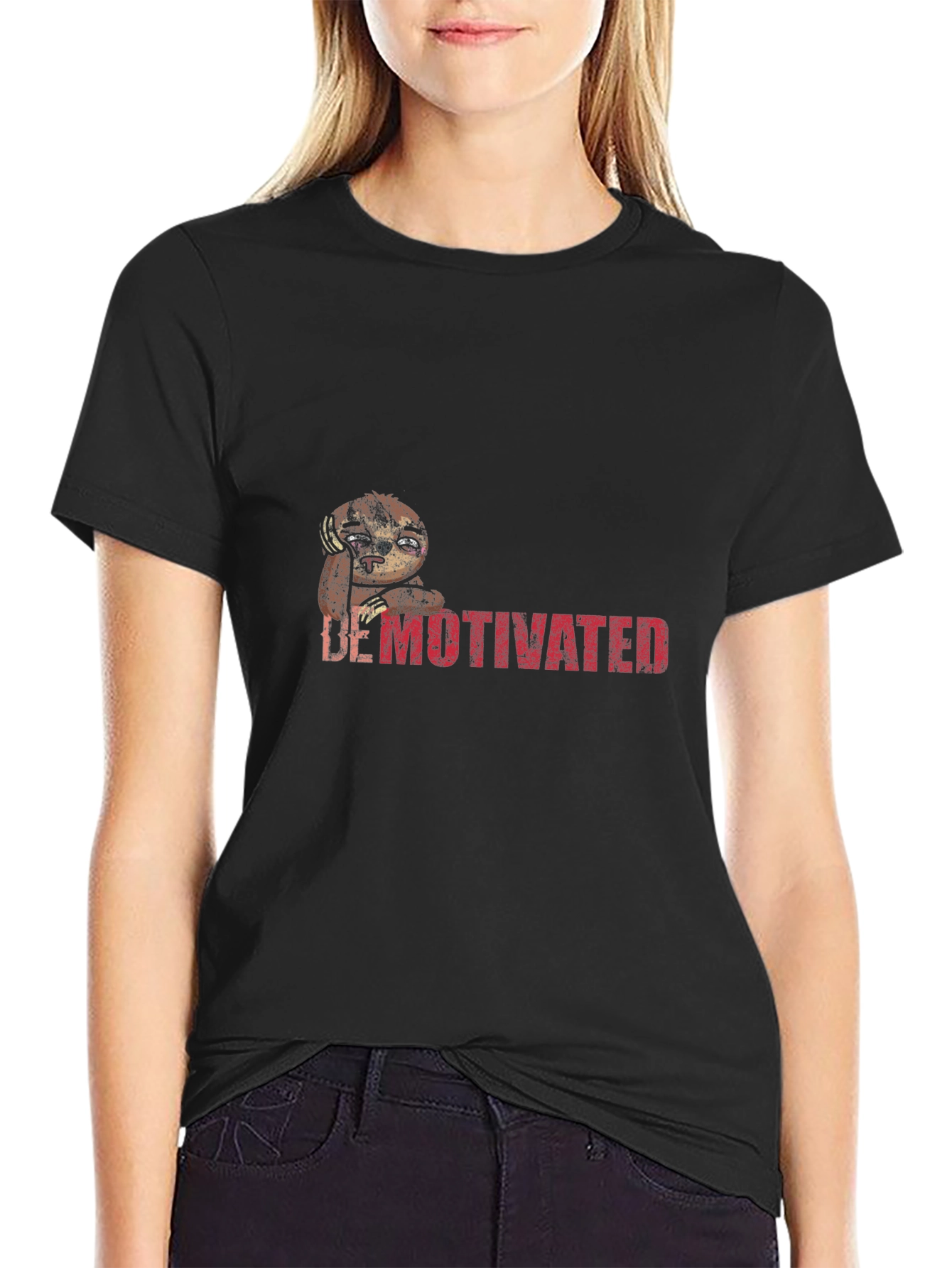 Demotivated Sloth Graphic Tee - Black