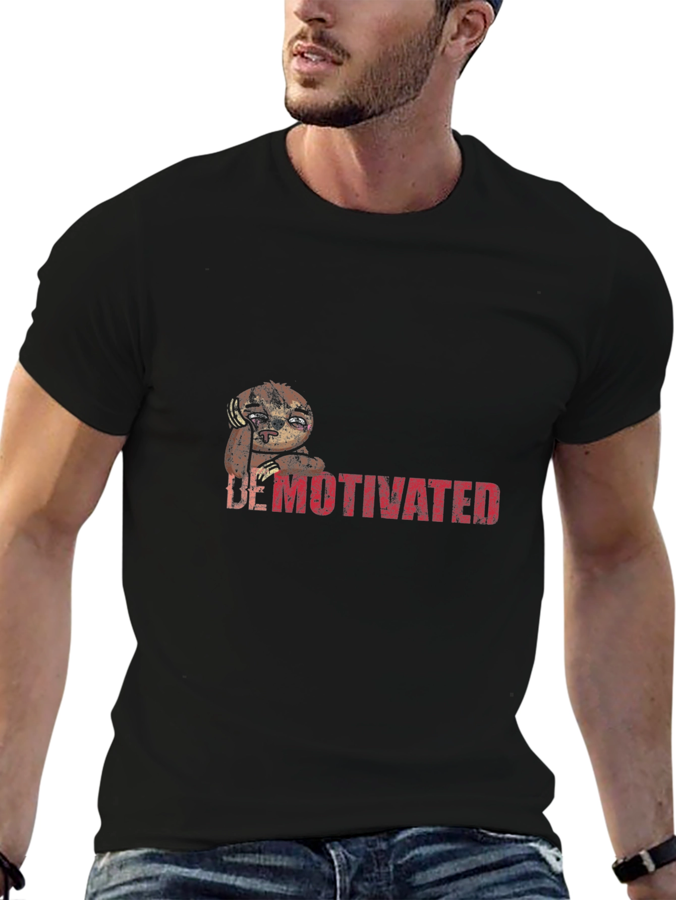 Demotivated Sloth Graphic Tee - Black