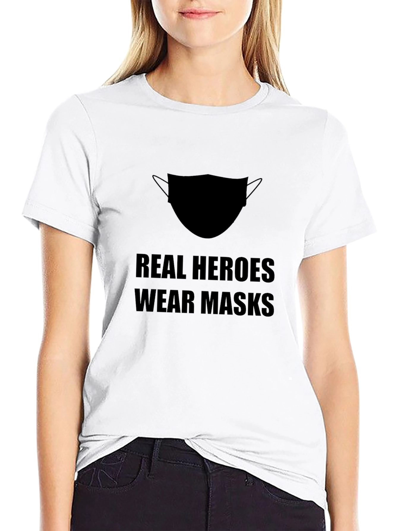 Real Heroes Wear Masks - Black T-Shirt