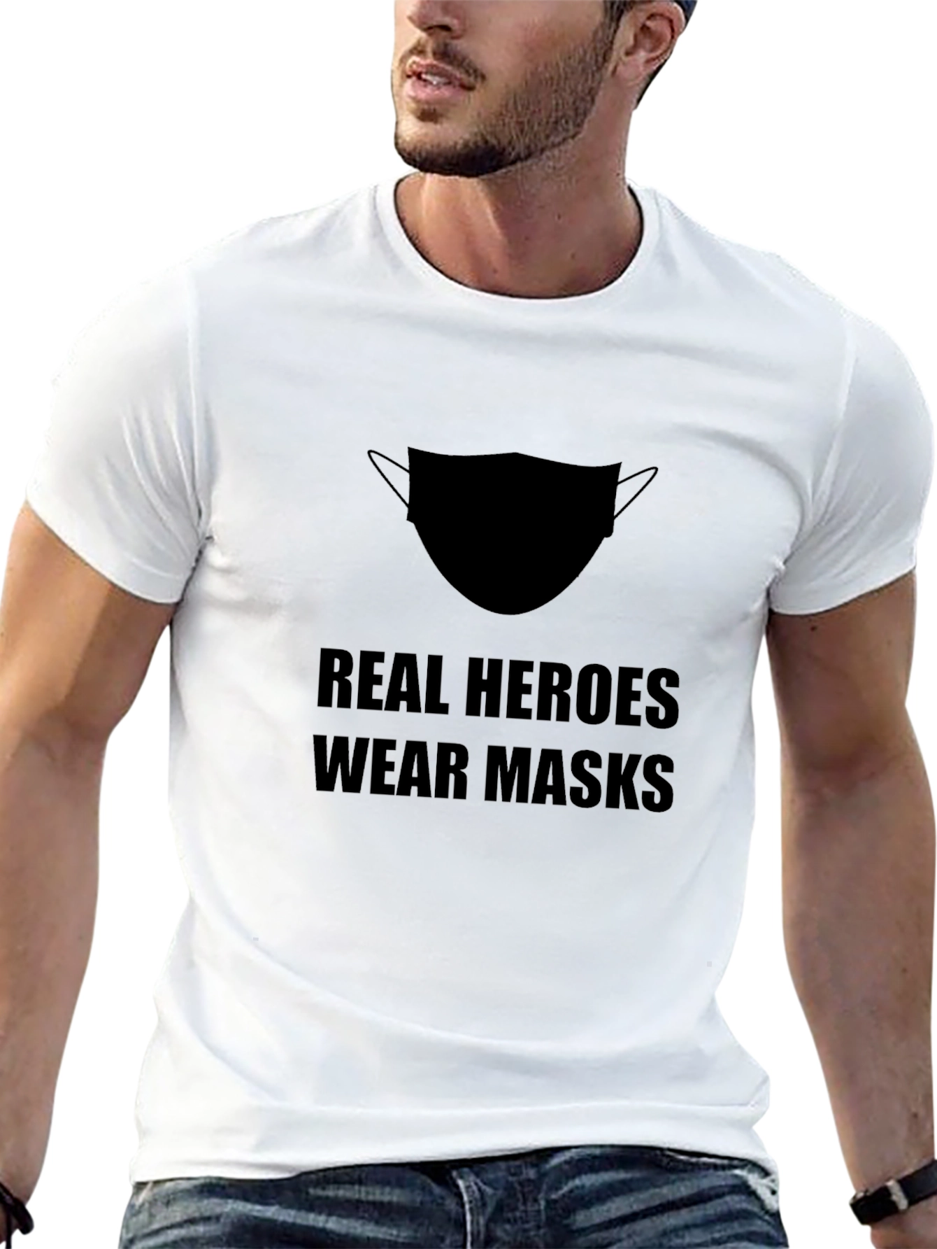 Real Heroes Wear Masks - Black T-Shirt