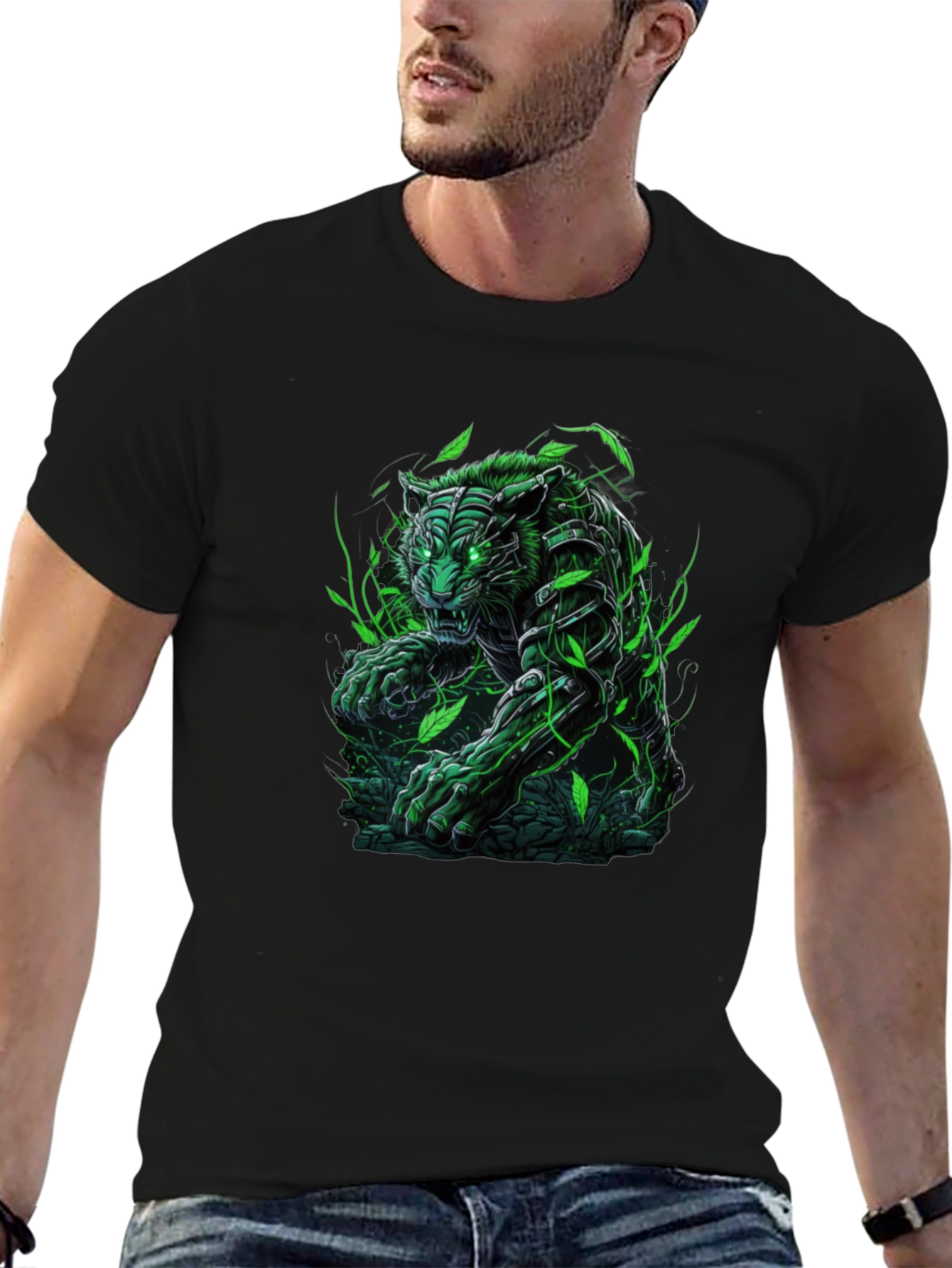 Green Tiger Graphic Tee - Unleash Your Wild Side!