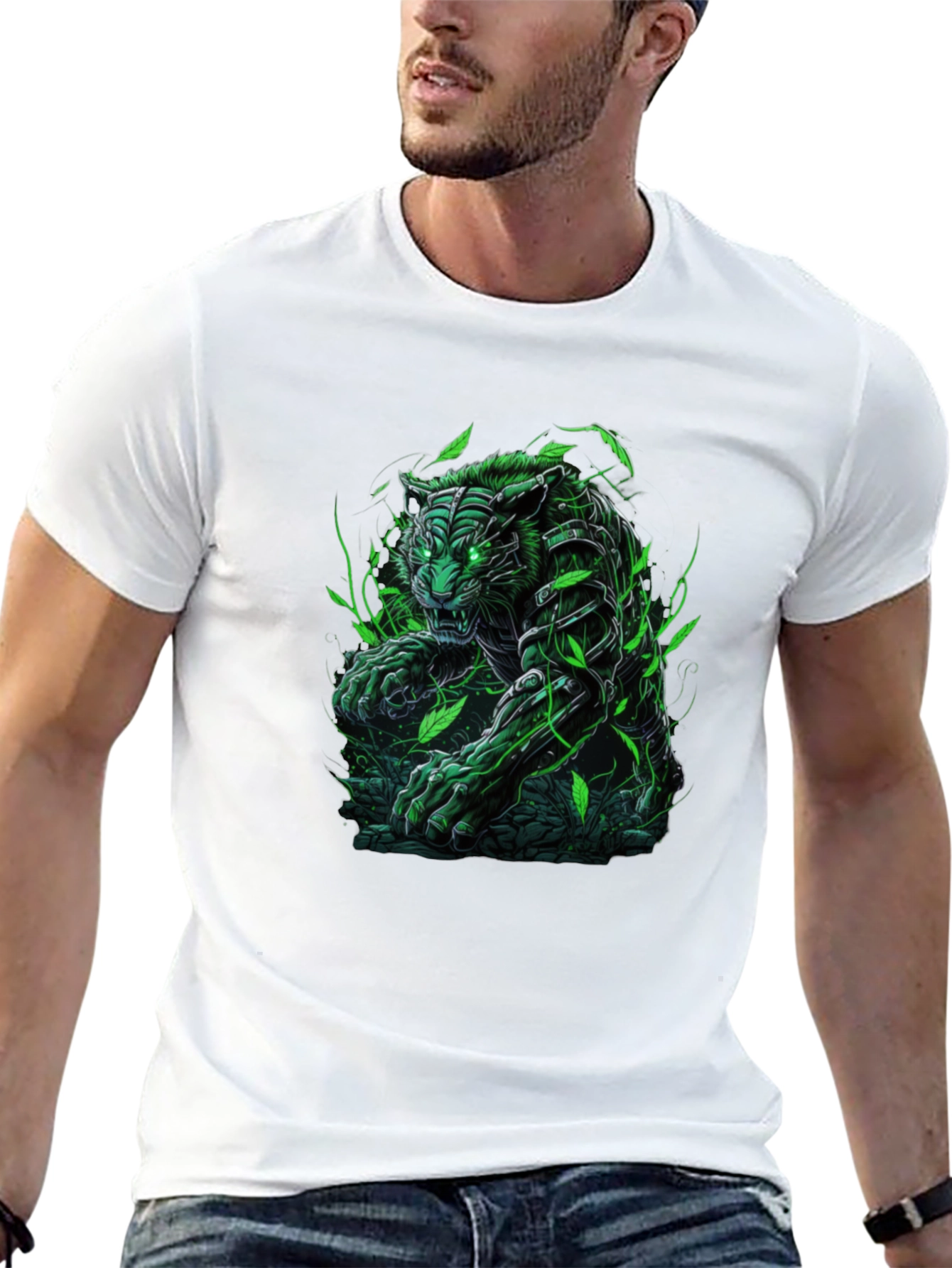 Green Tiger Graphic Tee - Unleash Your Wild Side!