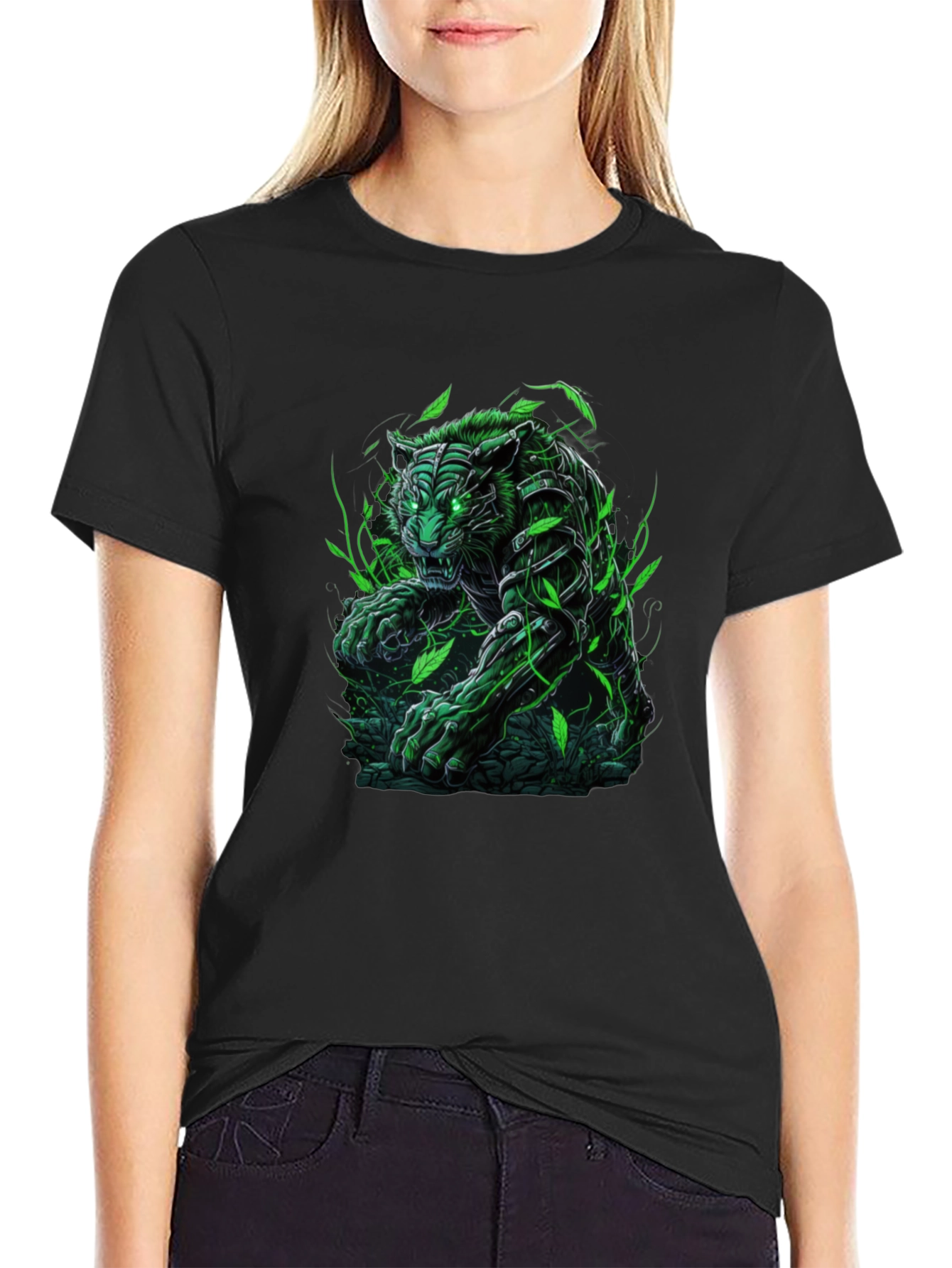 Green Tiger Graphic Tee - Unleash Your Wild Side!