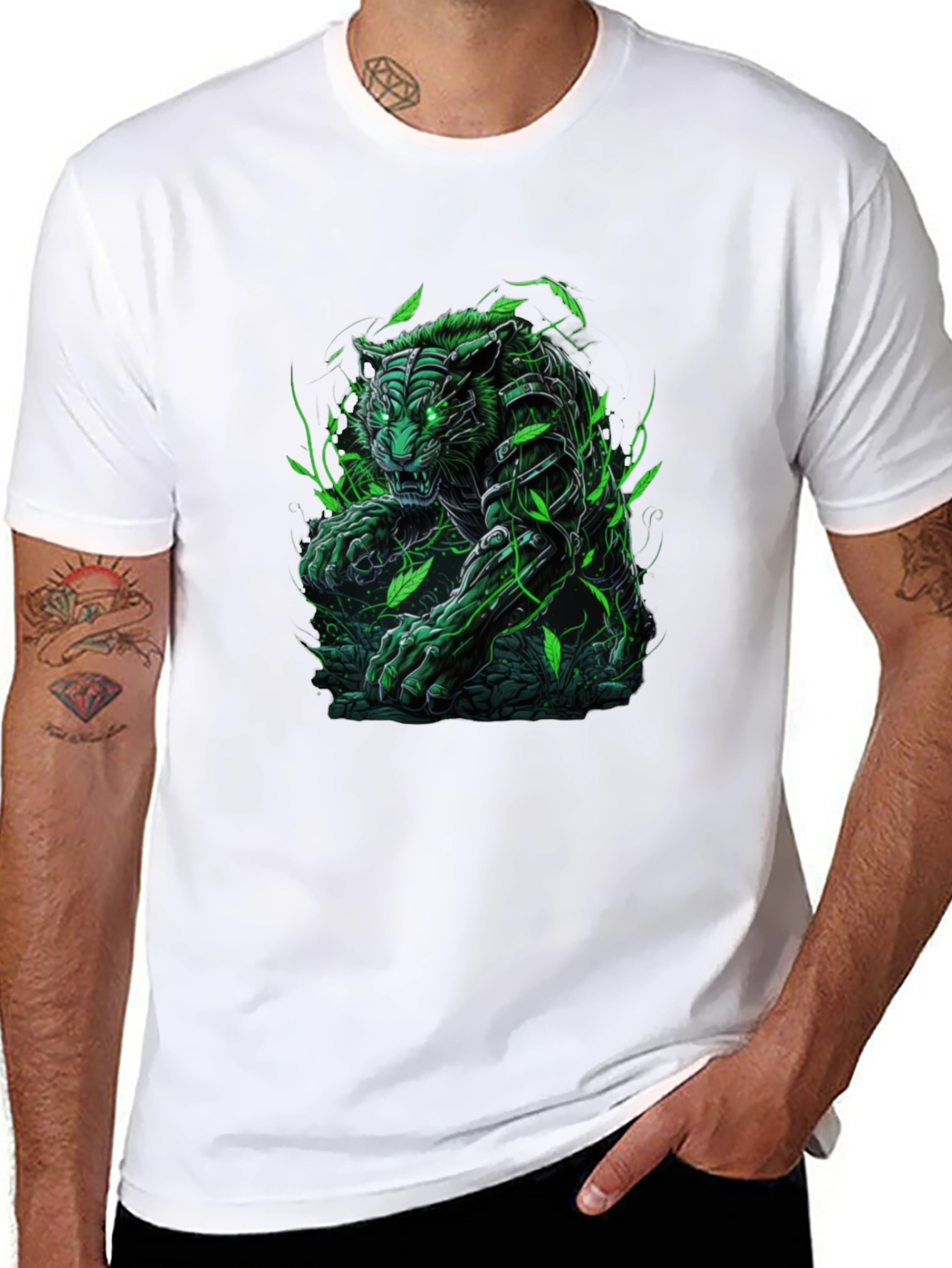Green Tiger Graphic Tee - Unleash Your Wild Side!