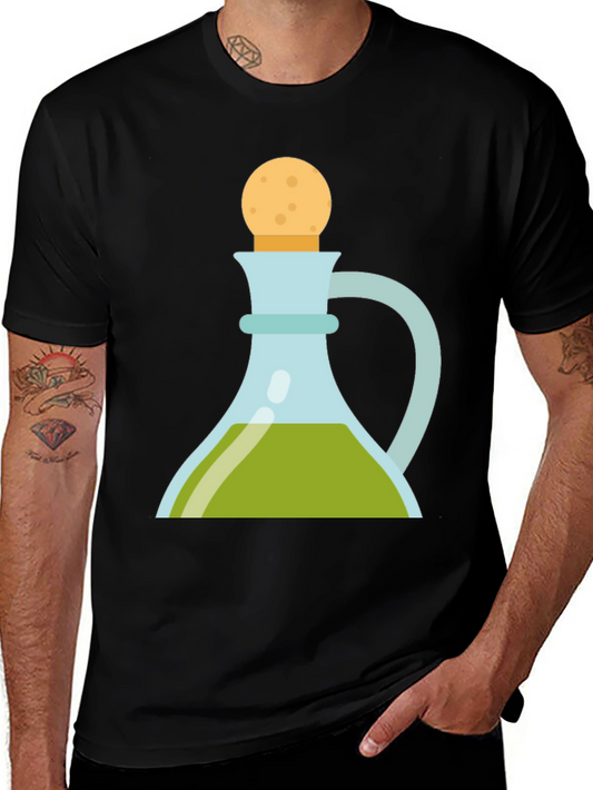 Olive Oil Carafe Graphic Tee - Soft Cotton Blend Shirt