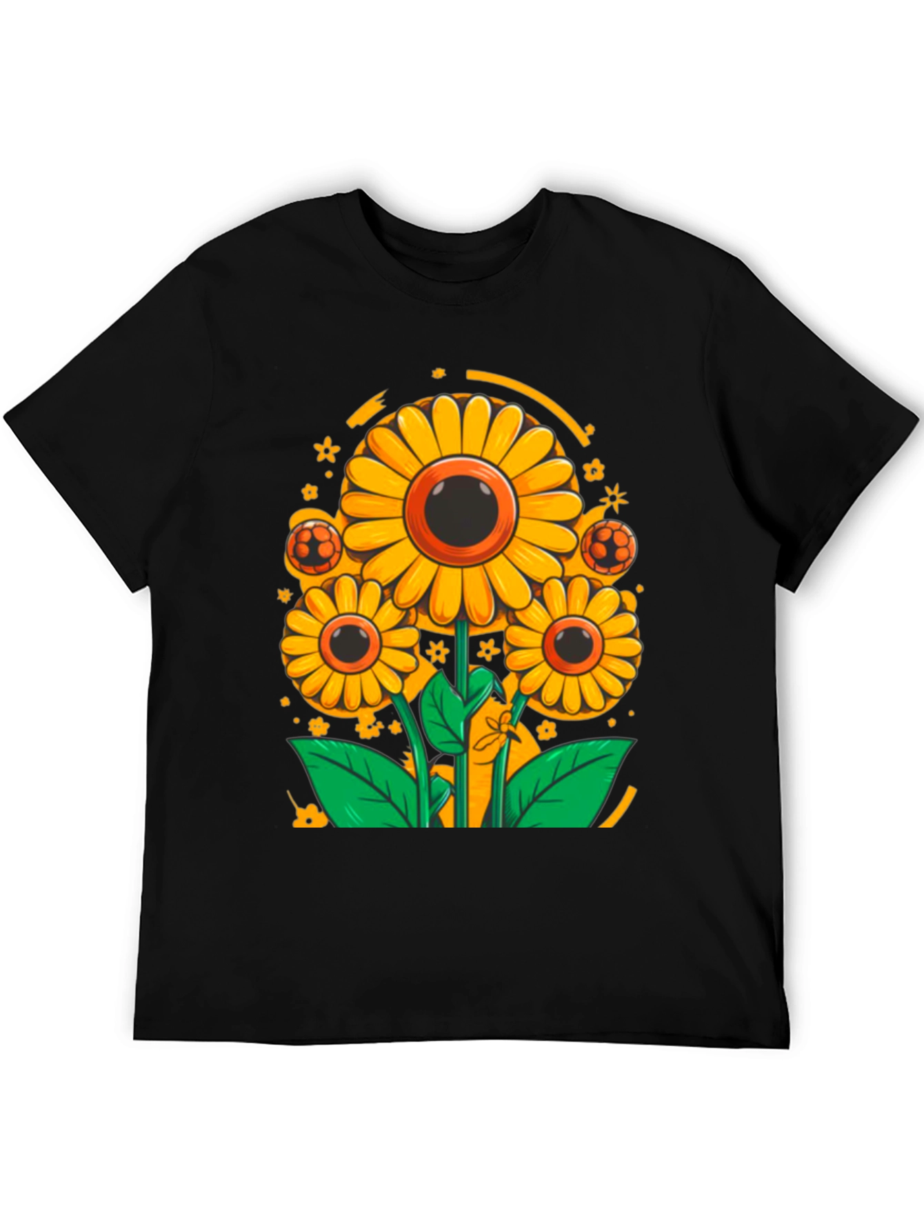Sunflower Soccer Graphic Tee - Black Cotton Shirt