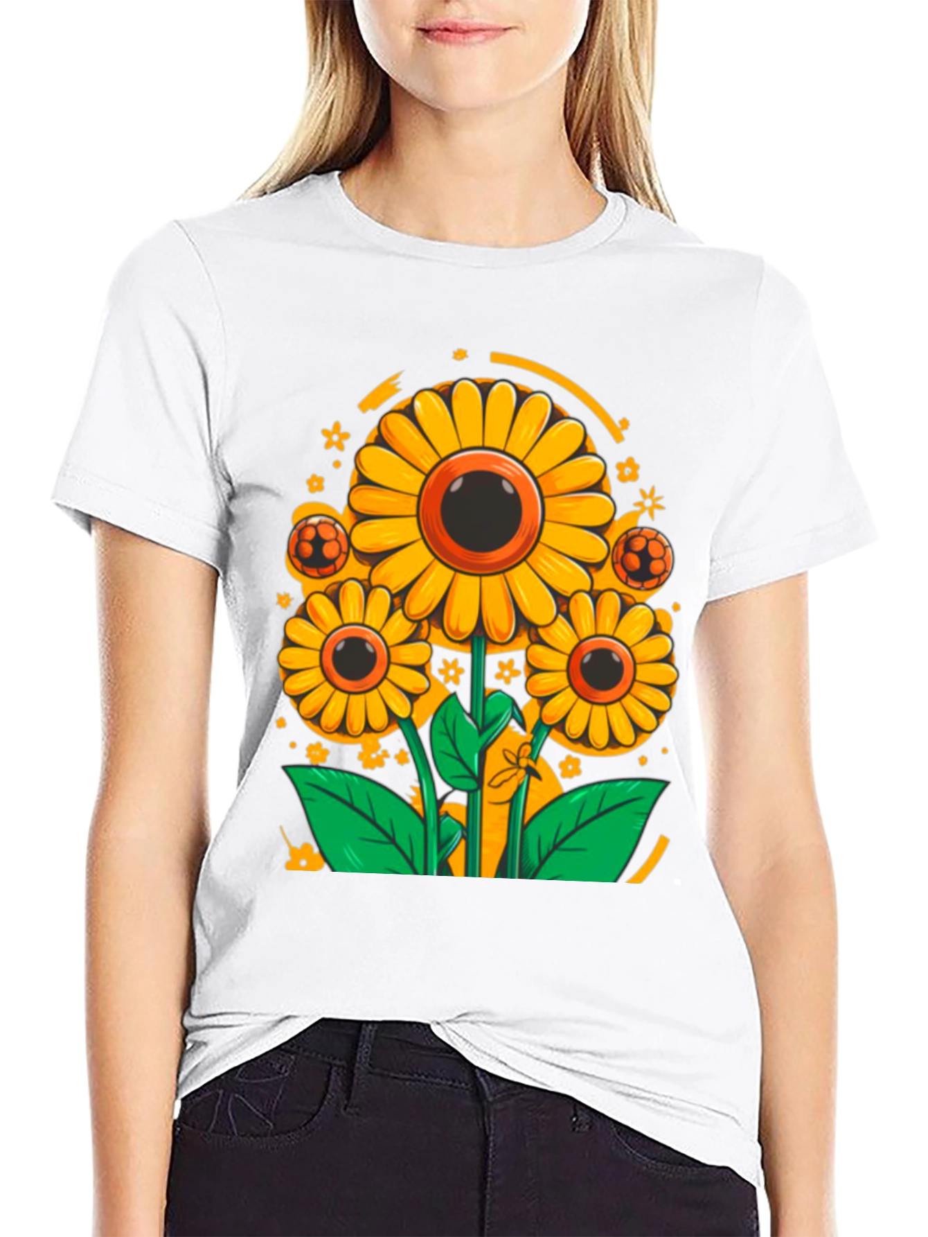 Sunflower Soccer Graphic Tee - Black Cotton Shirt