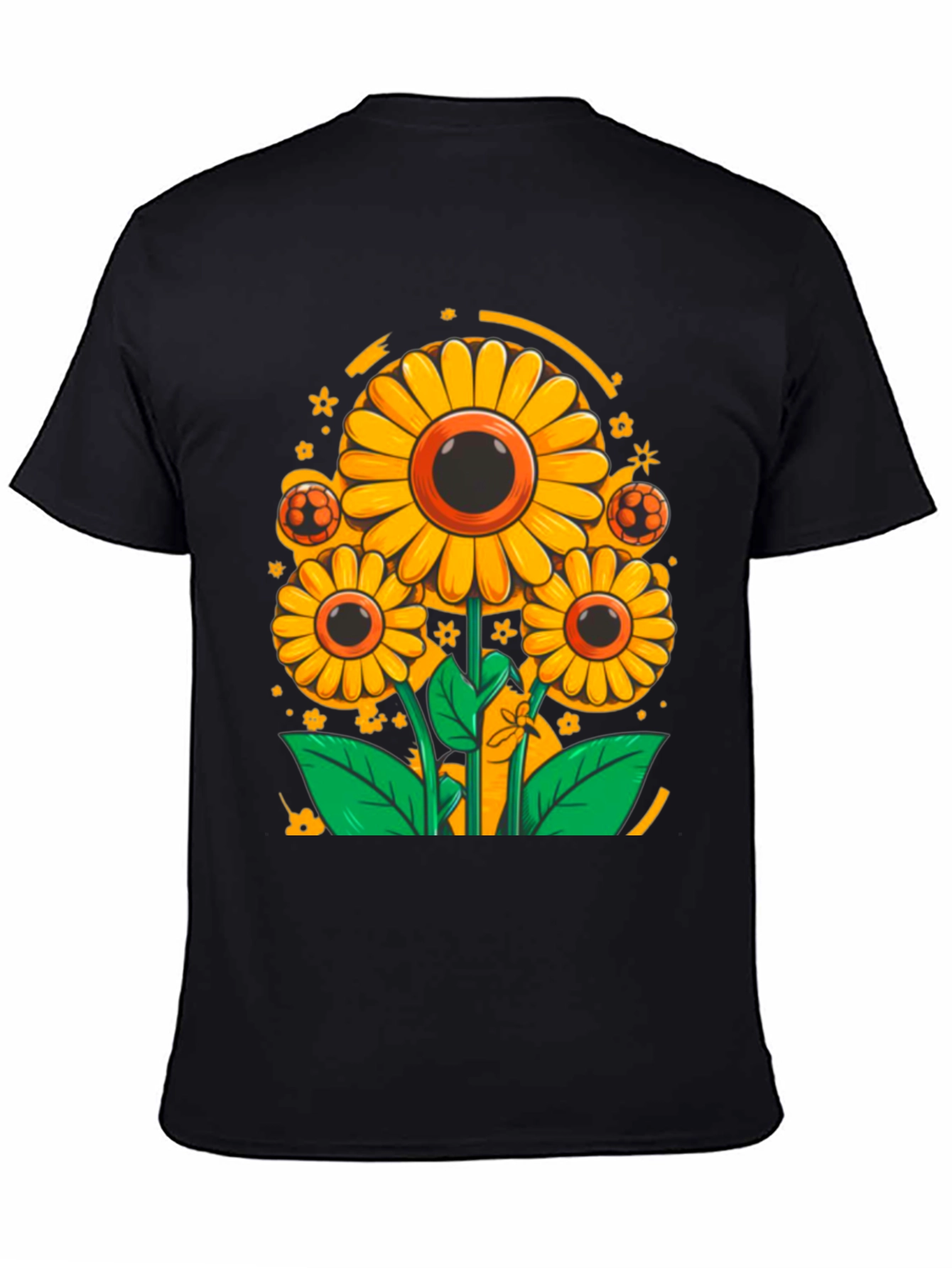 Sunflower Soccer Graphic Tee - Black Cotton Shirt