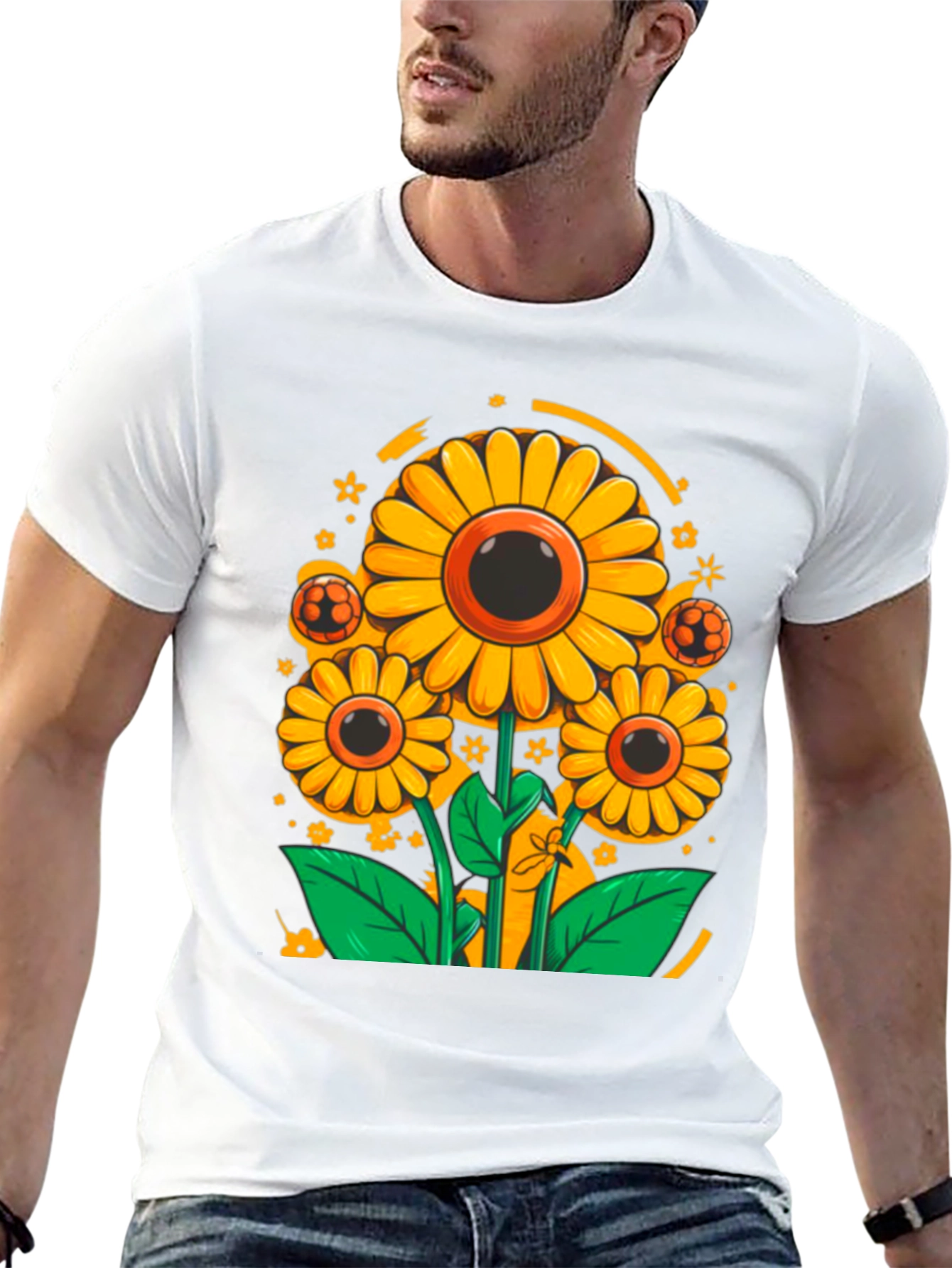 Sunflower Soccer Graphic Tee - Black Cotton Shirt