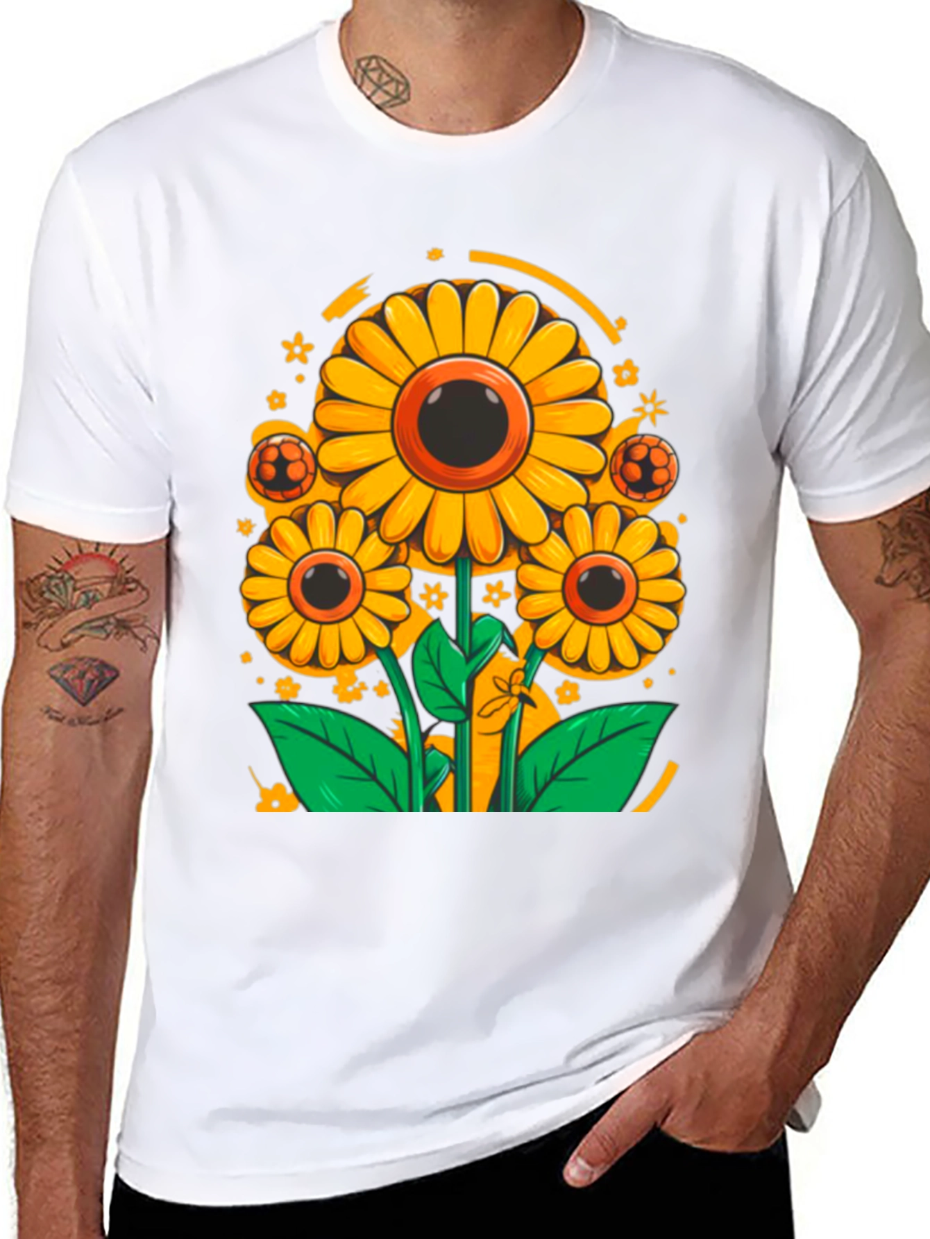 Sunflower Soccer Graphic Tee - Black Cotton Shirt