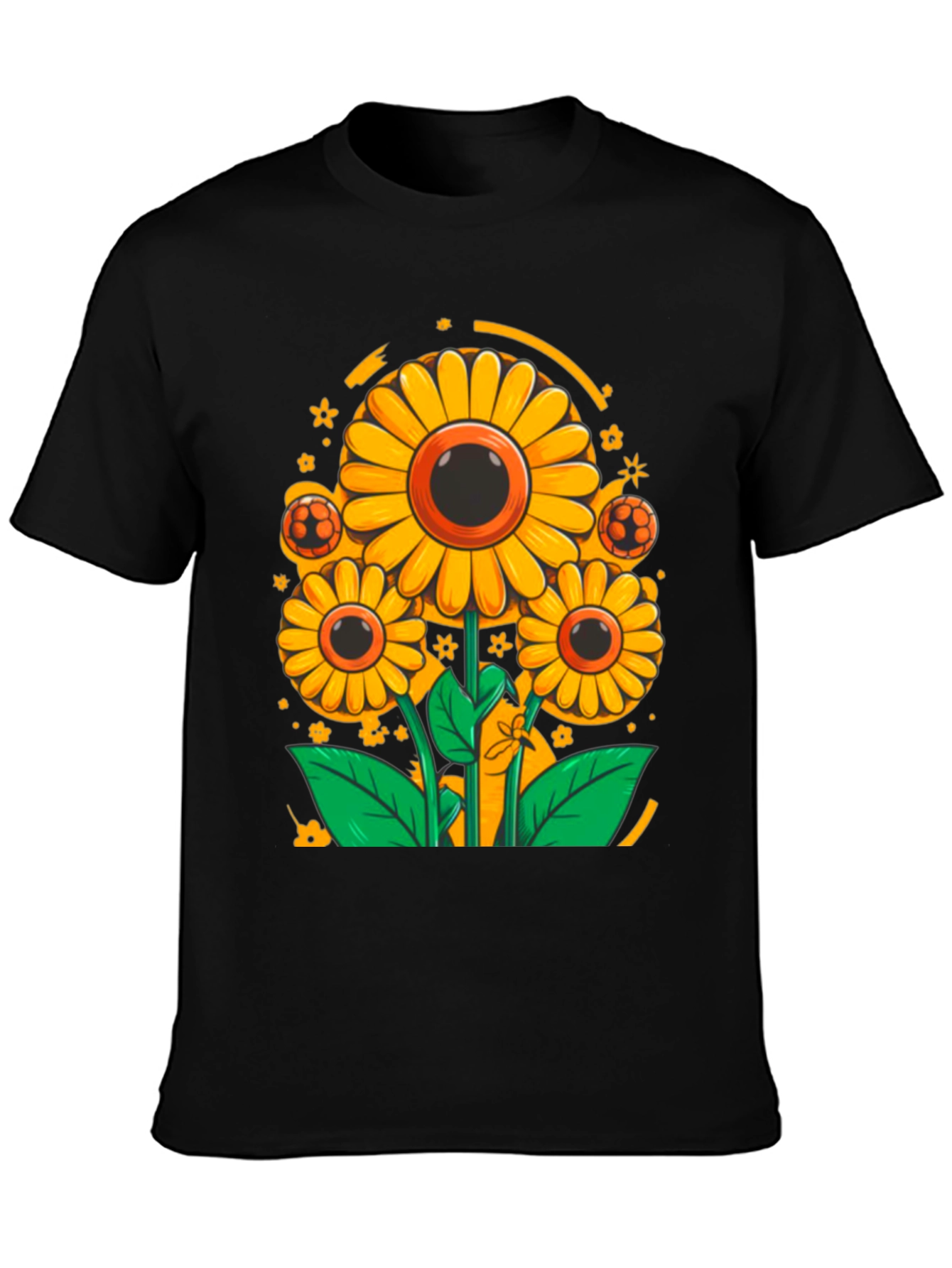 Sunflower Soccer Graphic Tee - Black Cotton Shirt