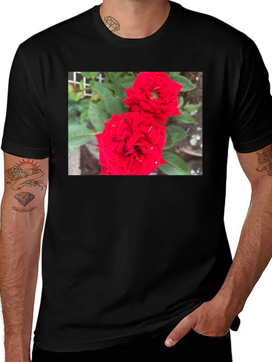 Red Rose Graphic Print Black T-Shirt
