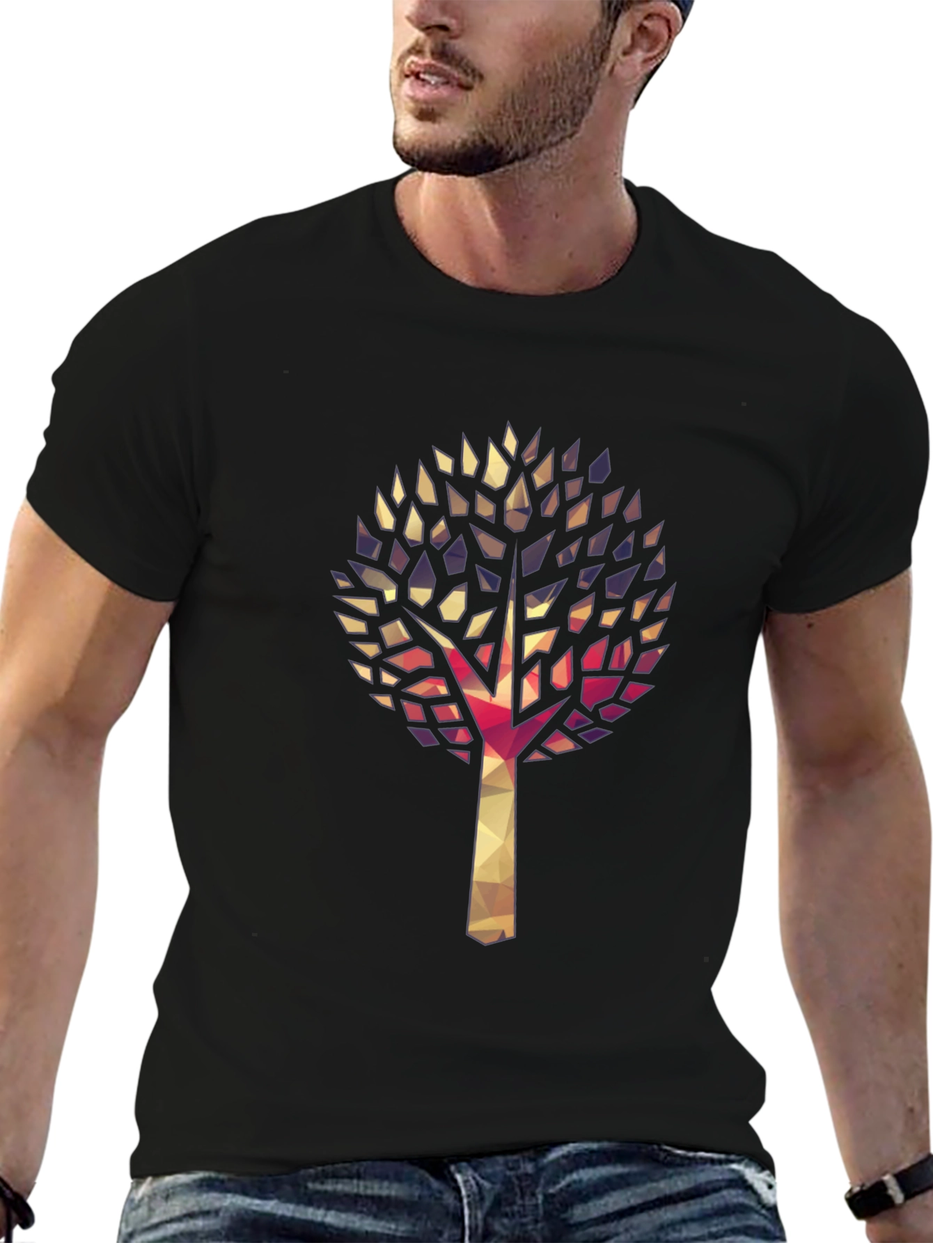 Geometric Tree Graphic Tee - Stylish & Unique