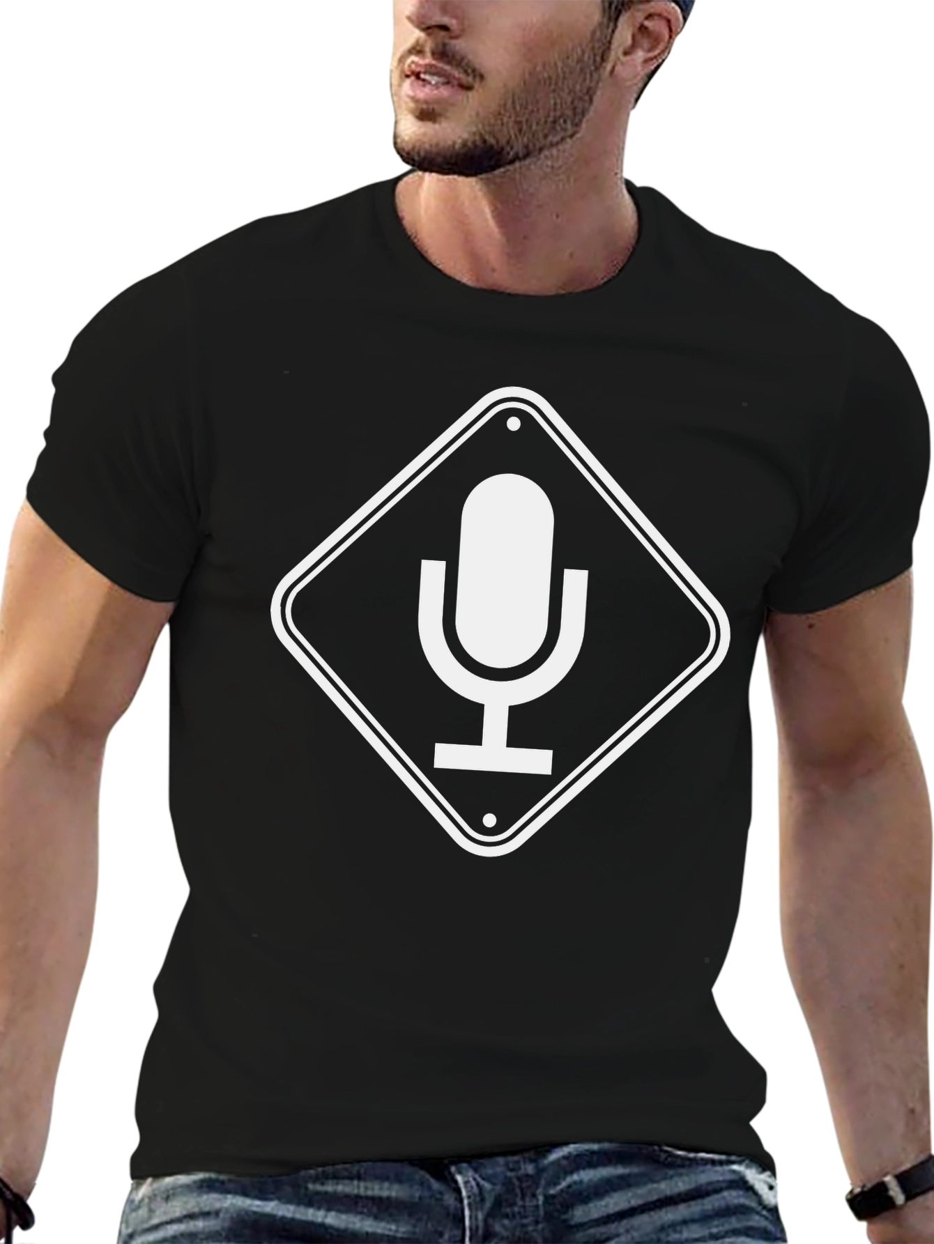 Podcast Microphone Graphic Tee - Black